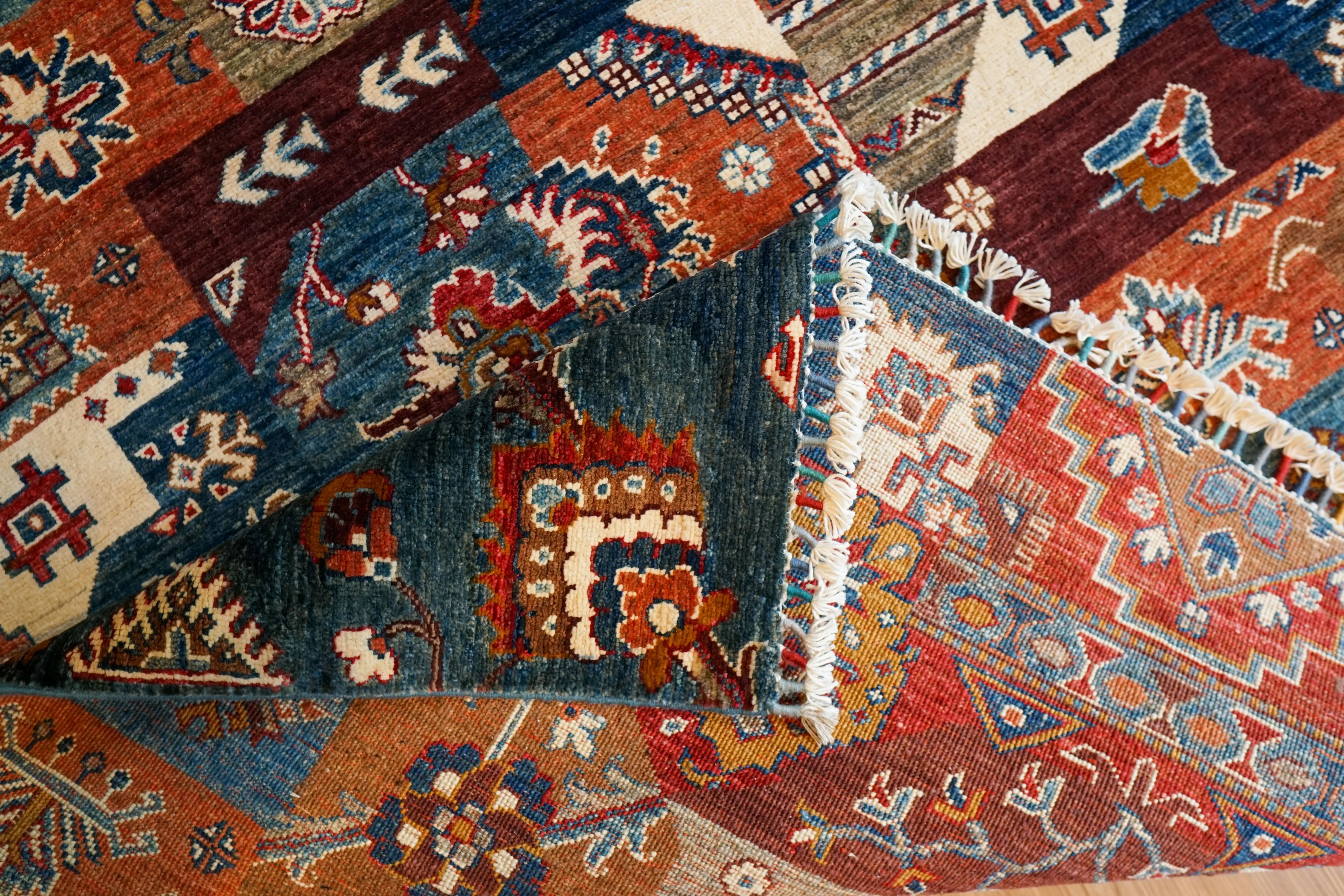 アフガン絨毯 ガズニー産 ウール トライバル 206×153cm アフガン絨毯 ガズニー産 ウール トライバルパッチワーク