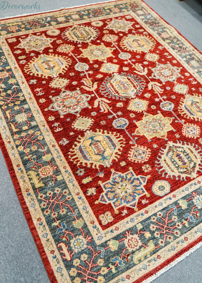 206×171cｍ  アフガニスタンガズニーウール手織り絨毯 Decorworks
