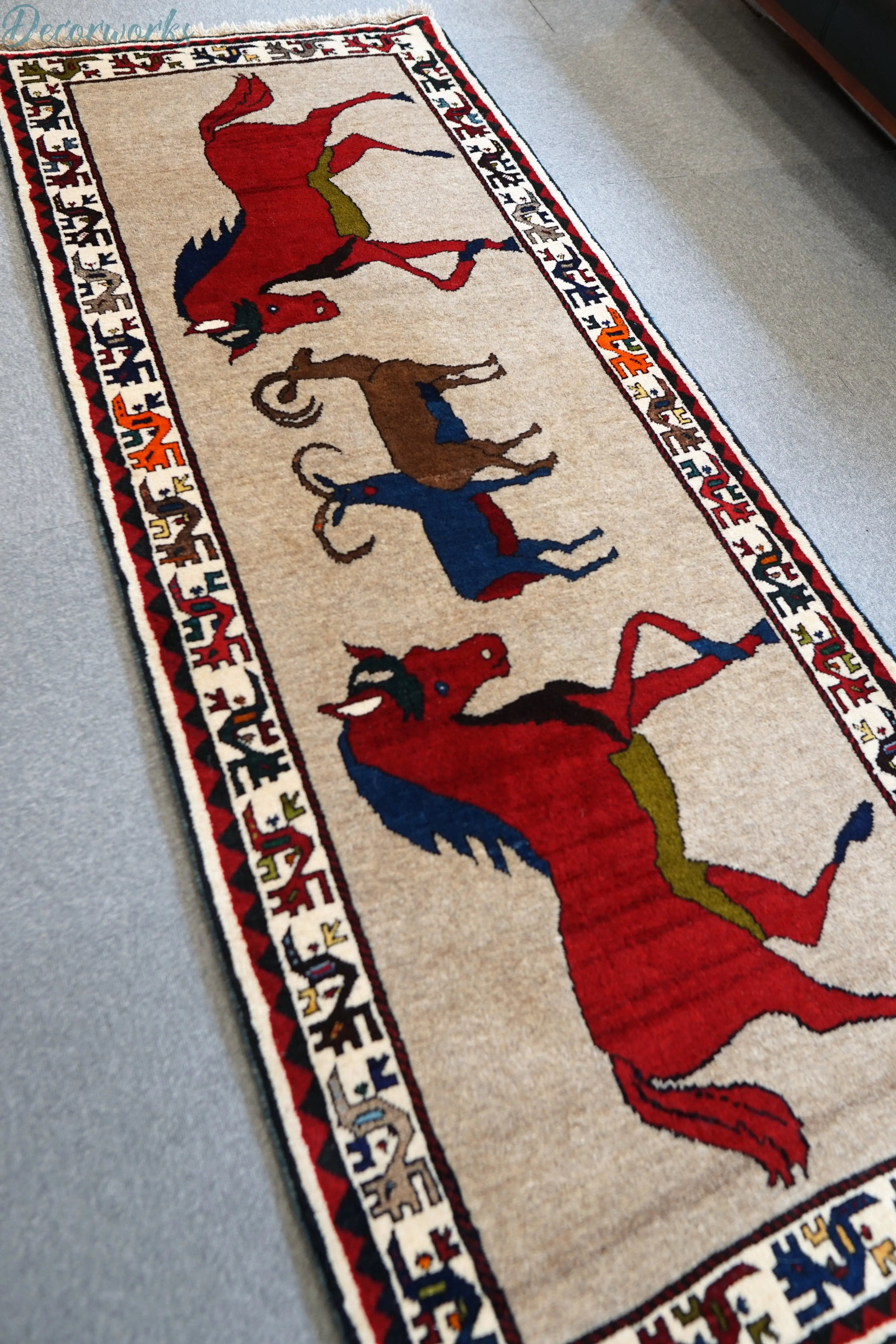 専用です！　タイムセール　ペルシャ絨毯　オールドカシュカイ族　ウール 215x86cm 手織り ペルシャ絨毯 オルードカシュカイ族 - Decorworks