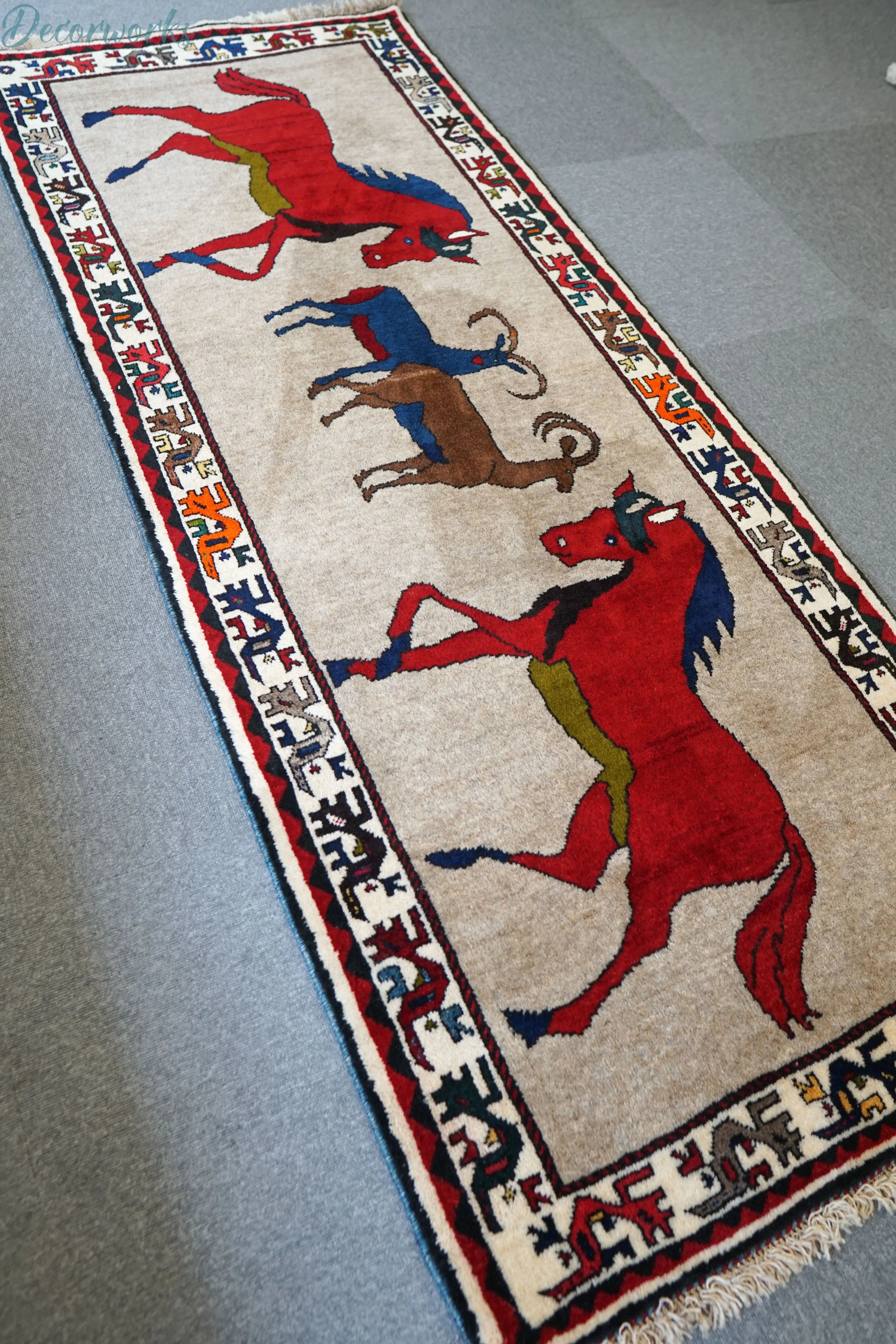 215x86cm 手織り ペルシャ絨毯 オルードカシュカイ族 - Decorworks