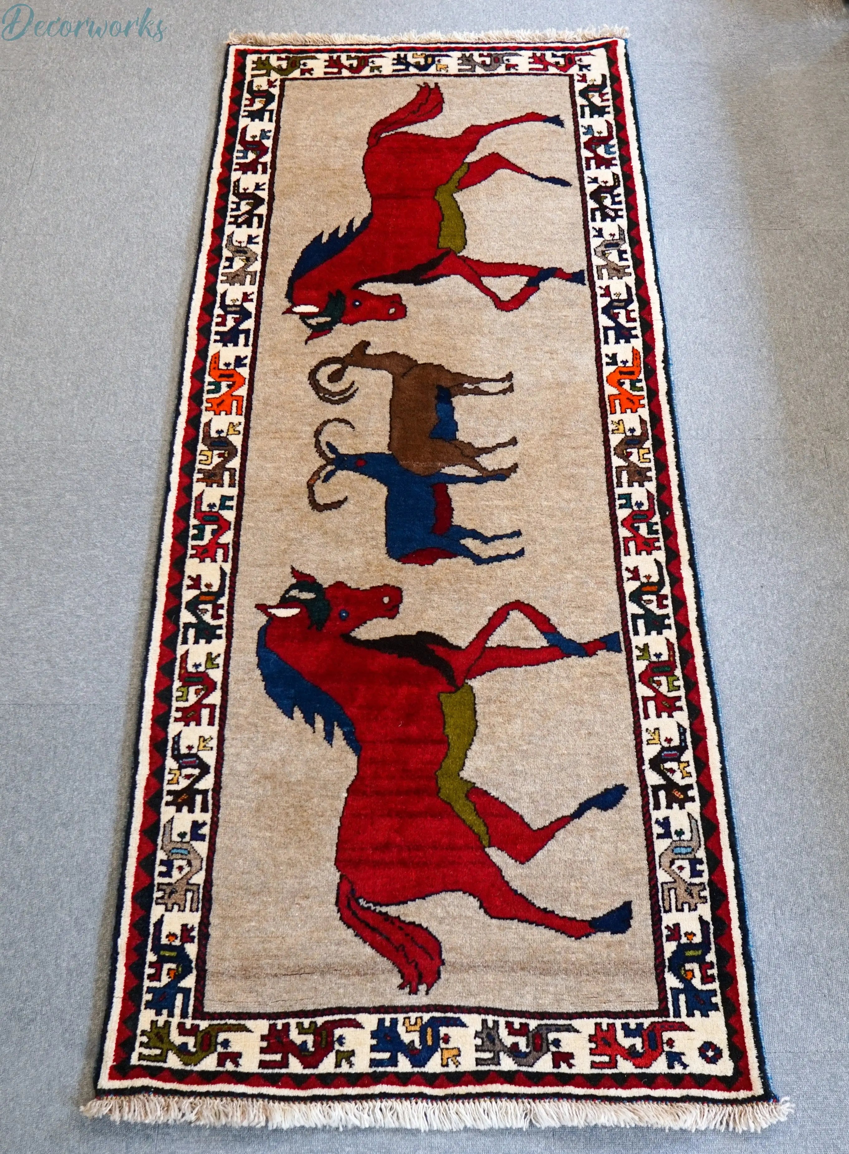 215x86cm 手織り ペルシャ絨毯 オルードカシュカイ族 - Decorworks