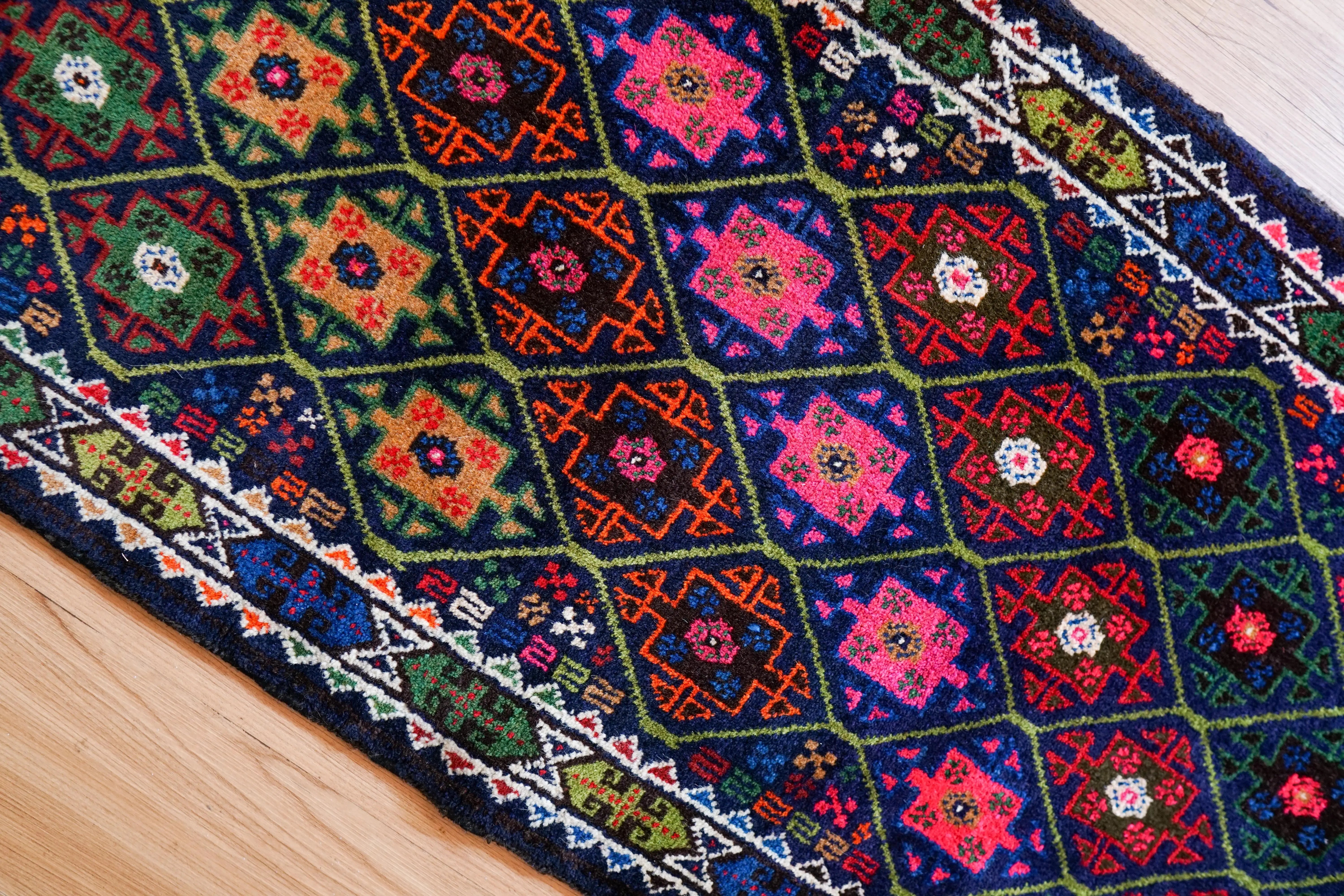 トライバルラグ アフガニスタン手織り絨毯 ランナー 231×55cm