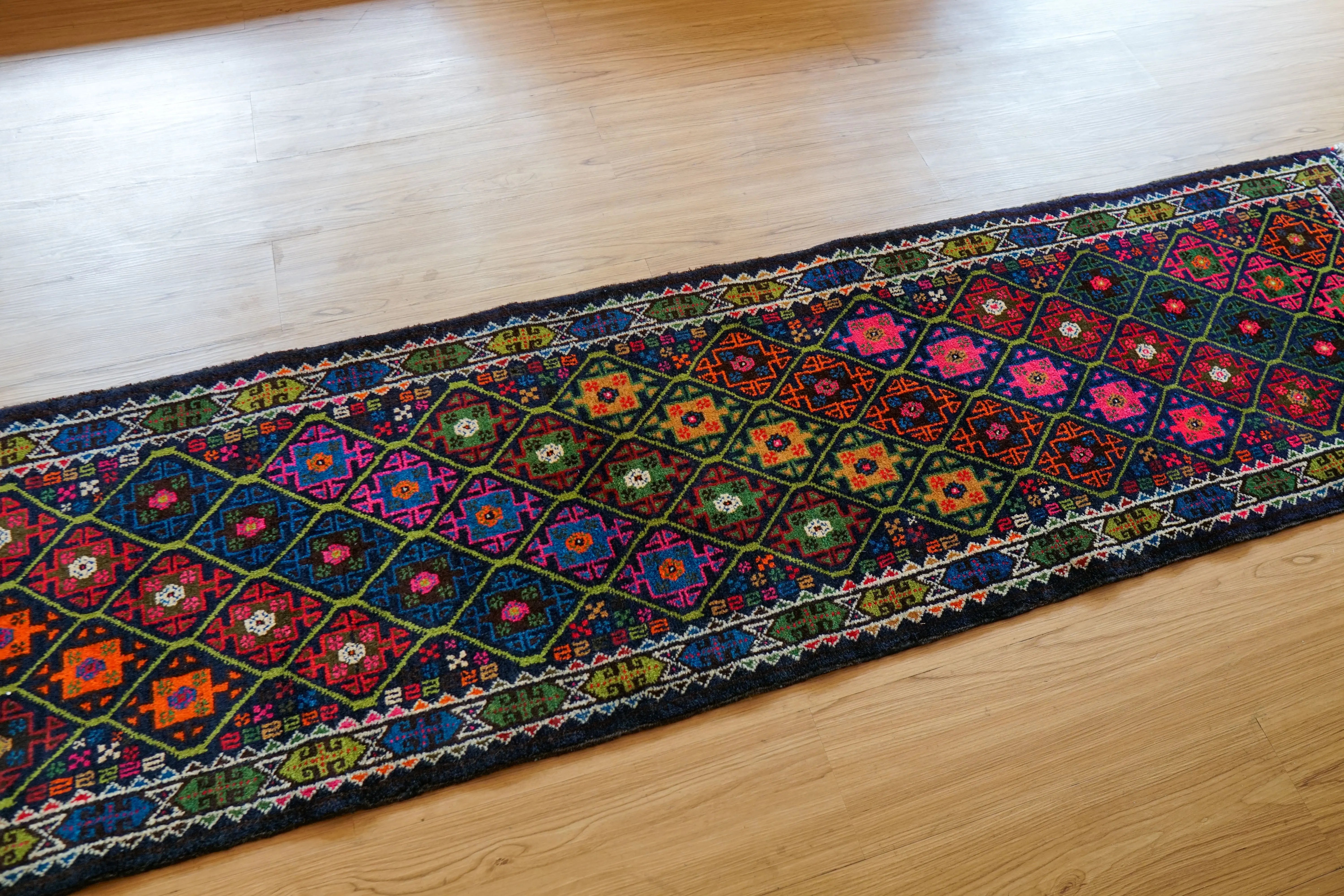 トライバルラグ アフガニスタン手織り絨毯 ランナー 231×55cm – Decorworks