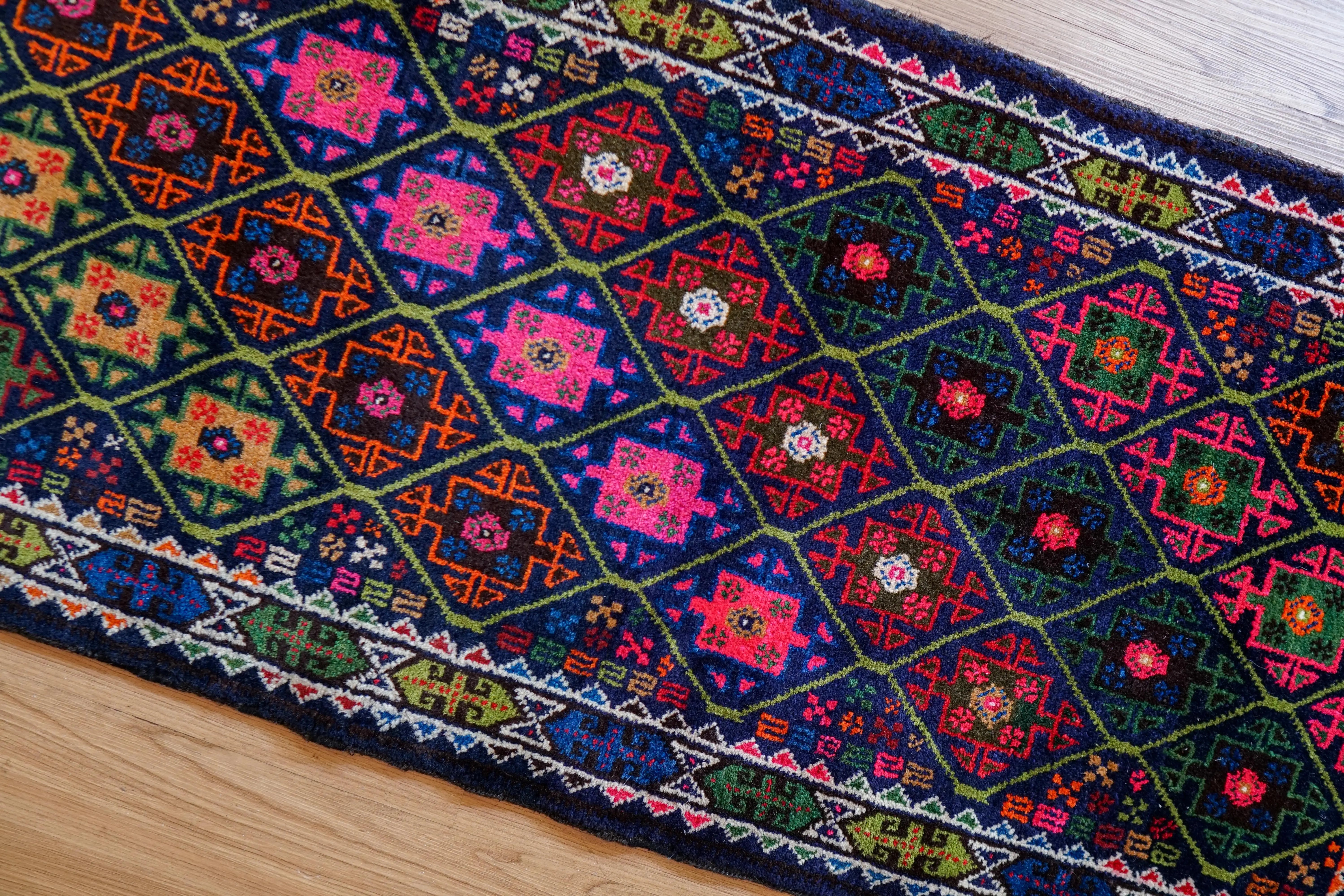 231×55cm　 アフガニスタン手織り絨毯 ランナー トライバルラグ トライバルラグ アフガニスタン手織り絨毯 ランナー 231×55cm