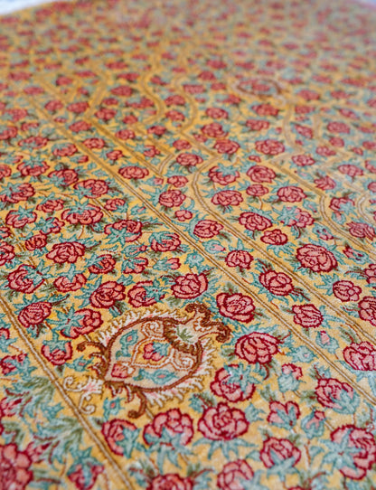 150×100cm　【ペルシャ手織りクム産のシルク100%絨毯】証明書付 Decorworks
