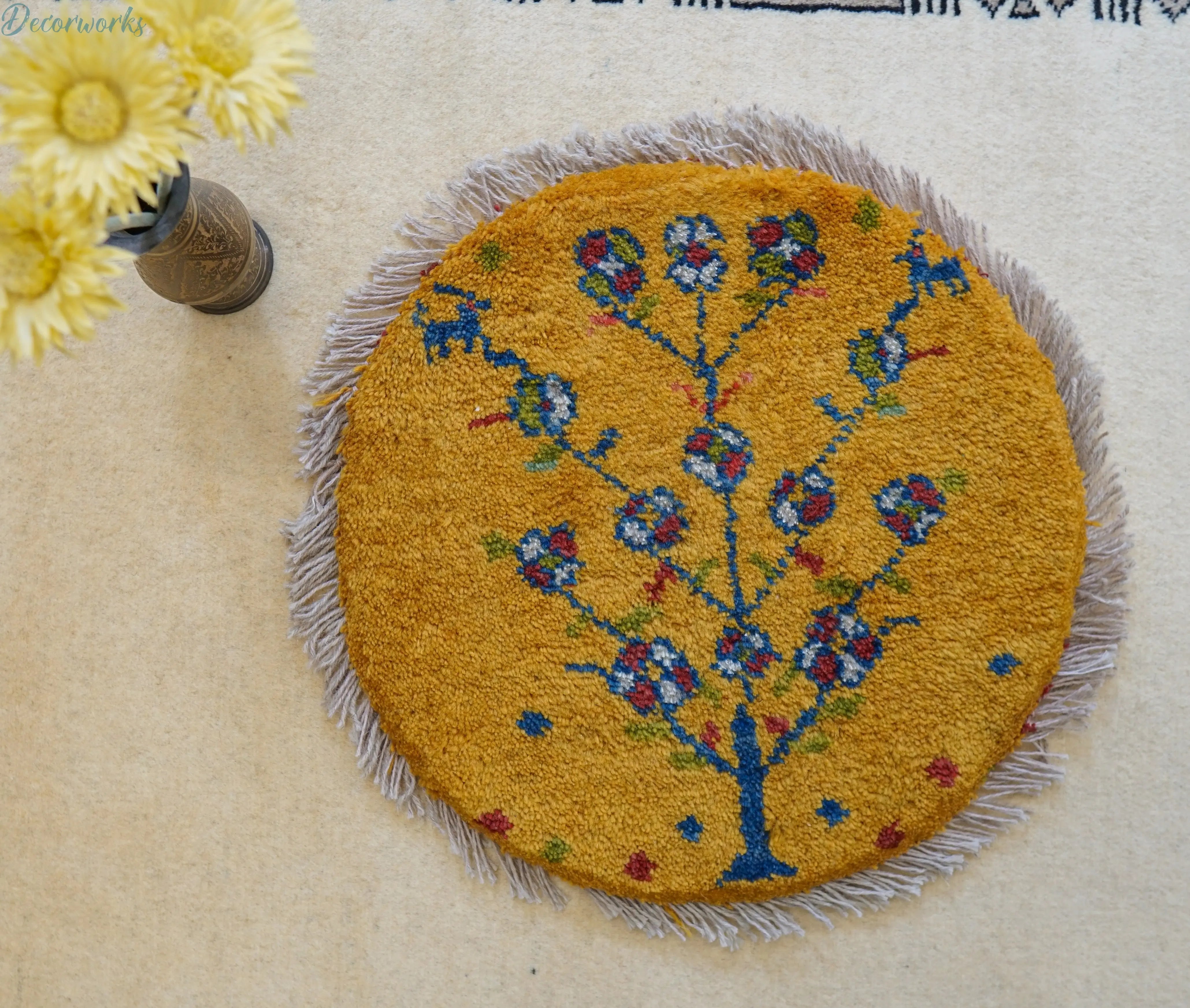 40×40cm ペルシャ絨毯 手織りギャッベ アマレ族 ギャベ 40×40cm ペルシャ絨毯 手織りギャッベアマレ族ギャベ - Decorworks