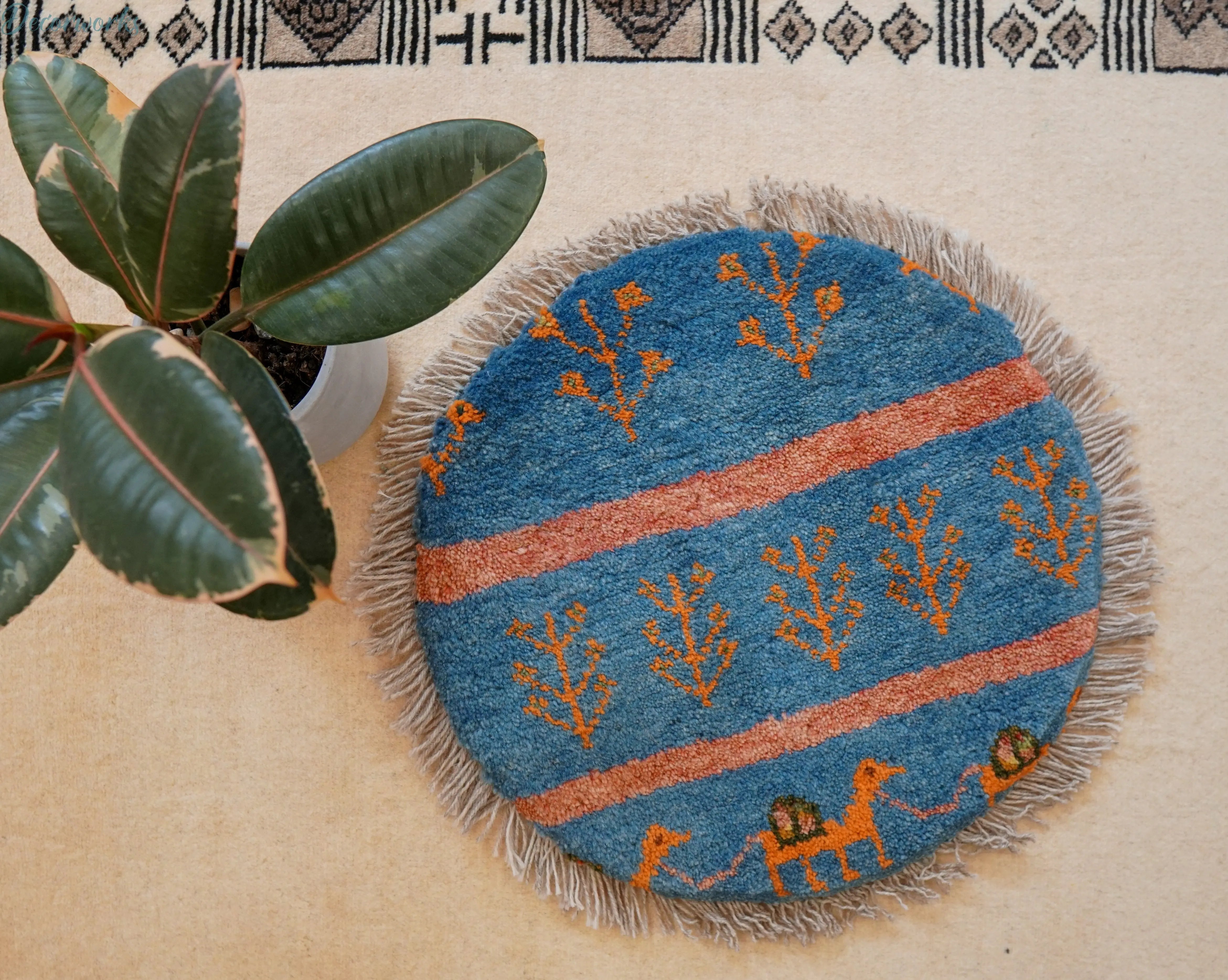 40×40cm ペルシャ絨毯 手織りギャッベ アマレ族ギャッベ ギャベ ギャベ