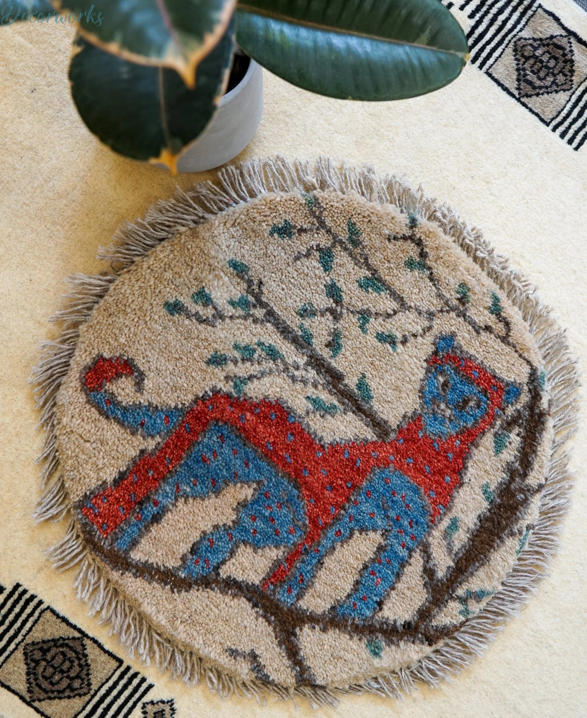 40×40cm　ペルシャ絨毯 手織りギャッベ アマレ族ギャッベ ギャベ Decorworks