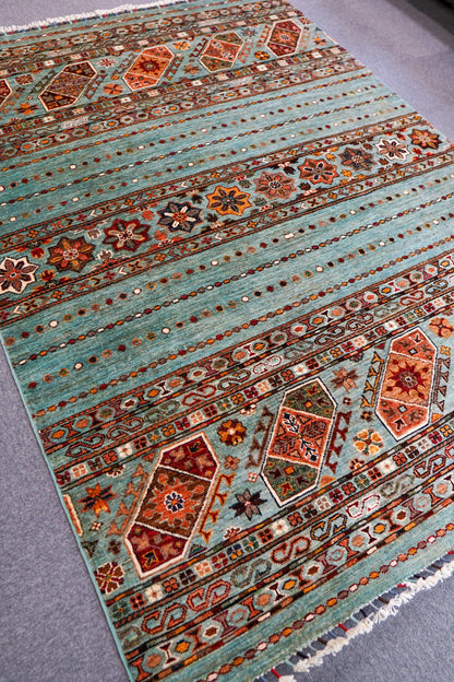  アフガニスタン ガズニーウール 手織り絨毯 210×153cｍ khurjeen rug