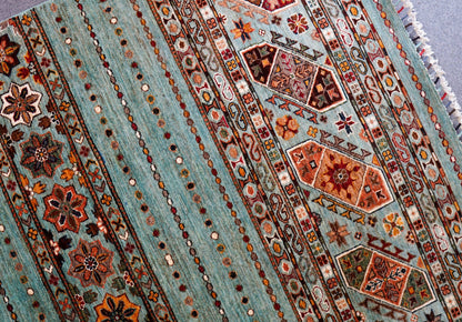  アフガニスタン ガズニーウール 手織り絨毯 210×153cｍ khurjeen rug