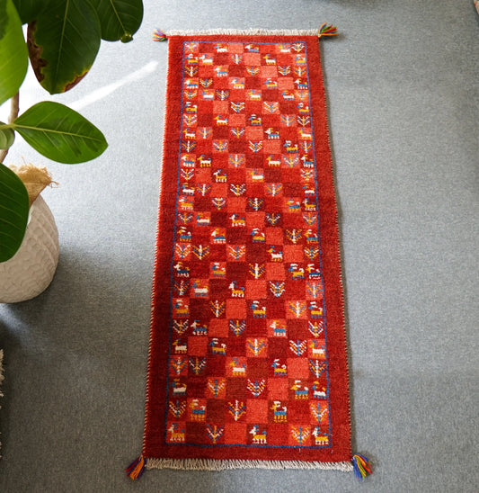 145×50cm ペルシャ絨毯 手織りギャッベ アマレ族　ランナー - Decorworks