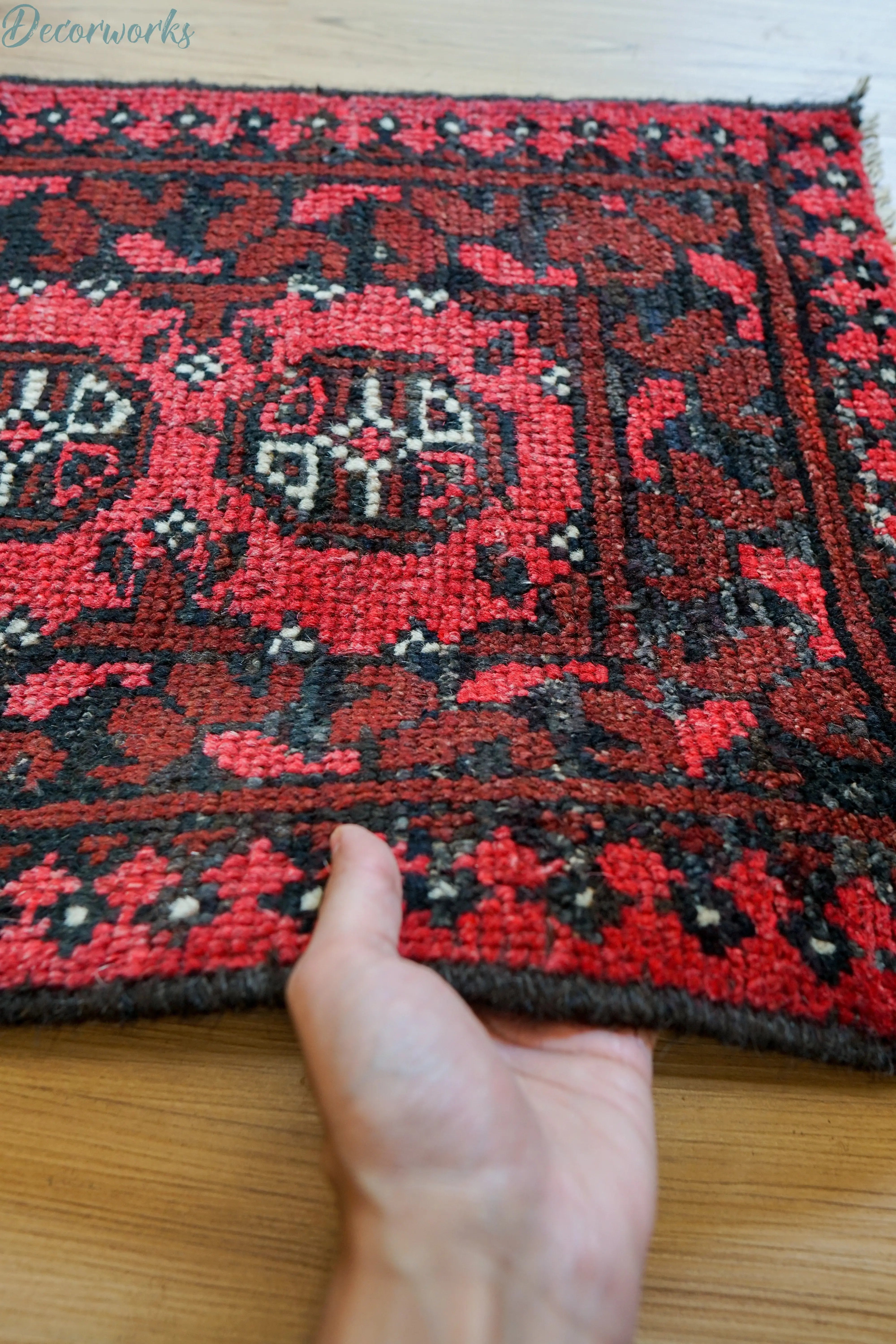 67×52cm トルクメン ボハララグ 手織り絨毯 トライバルラグ