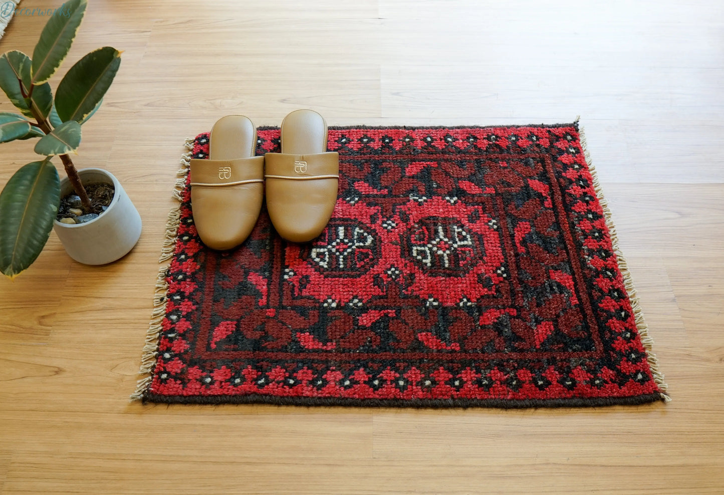 67×52cm トルクメン ボハララグ 手織り絨毯 トライバルラグ ヴィンテージ Decorworks