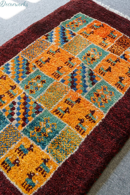 75×52cm ペルシャ絨毯 手織りギャッベ アマレ族 ギャベ Decorworks