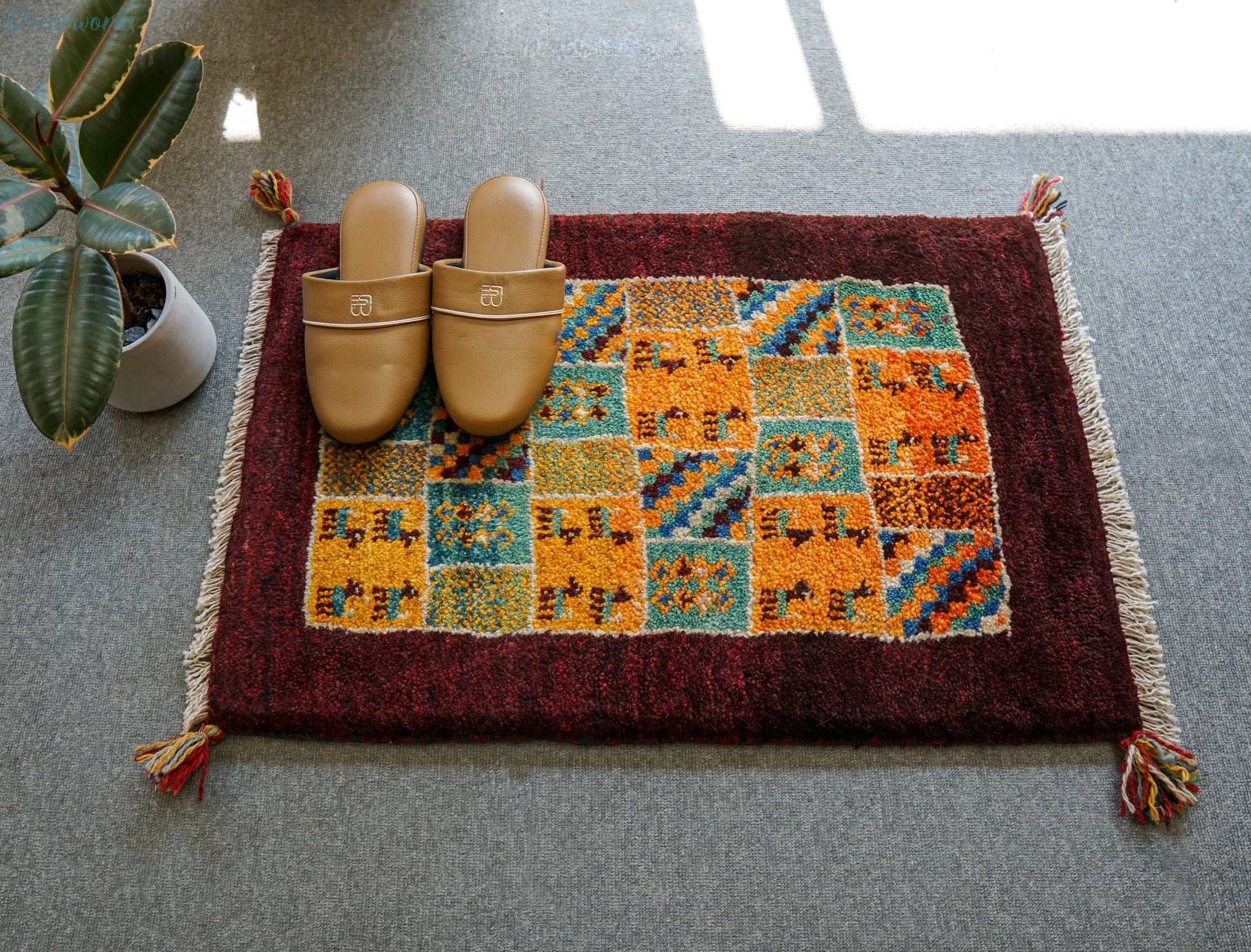 75×52cm ペルシャ絨毯 手織りギャッベ アマレ族 ギャベ Decorworks