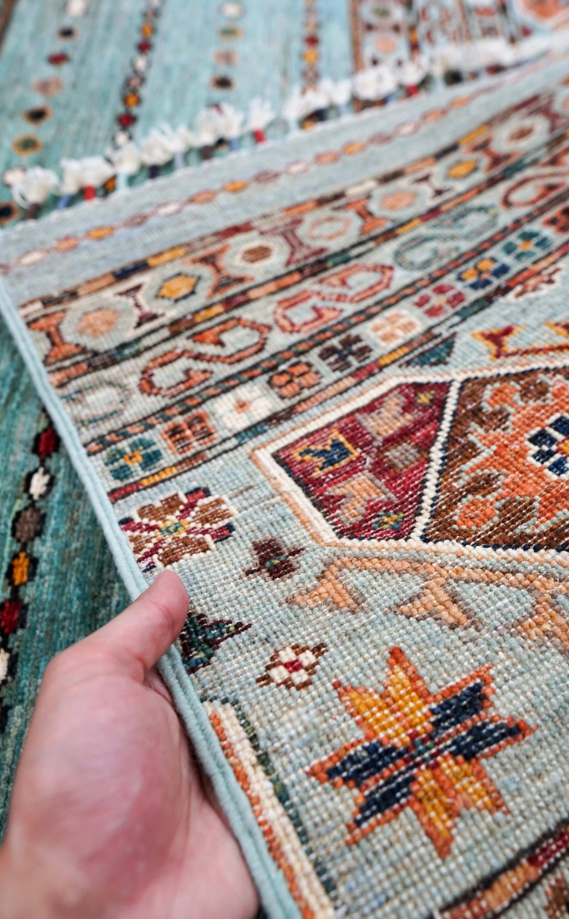  アフガニスタン ガズニーウール 手織り絨毯 210×153cｍ khurjeen rug