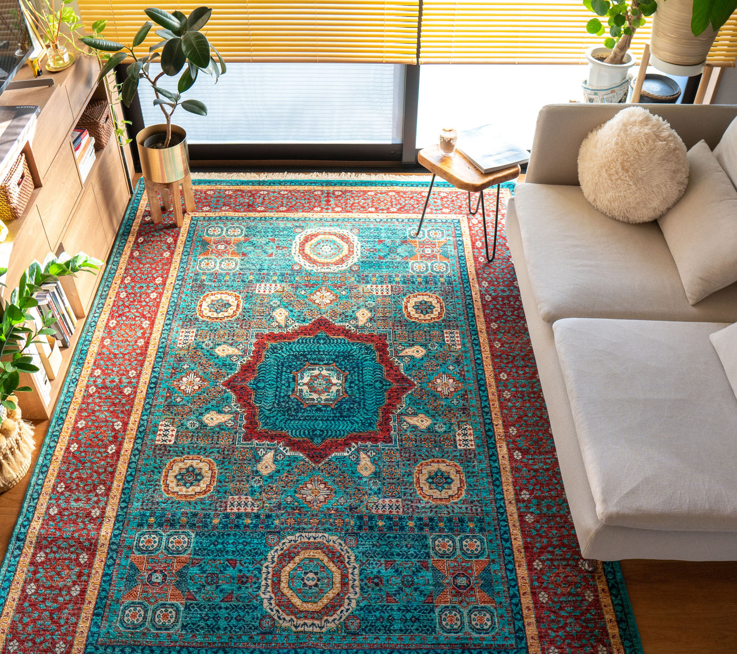  アフガニスタン手織り絨毯  ウールラグ 247×176cm ガズニーウール オリエンタルラグ fine quality