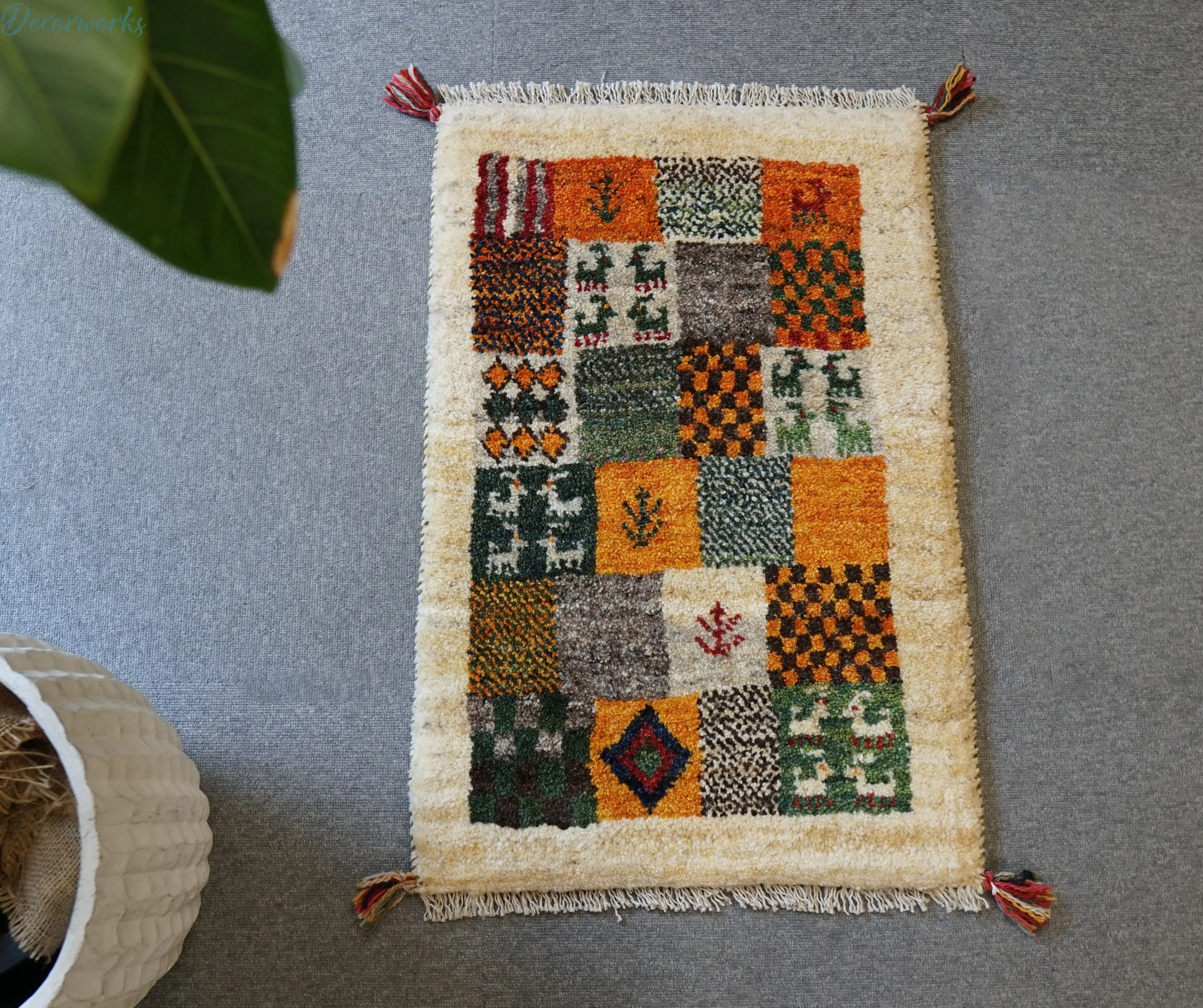 80×52cm ペルシャ絨毯 ギャッベ ギャベ 玄関マット Decorworks
