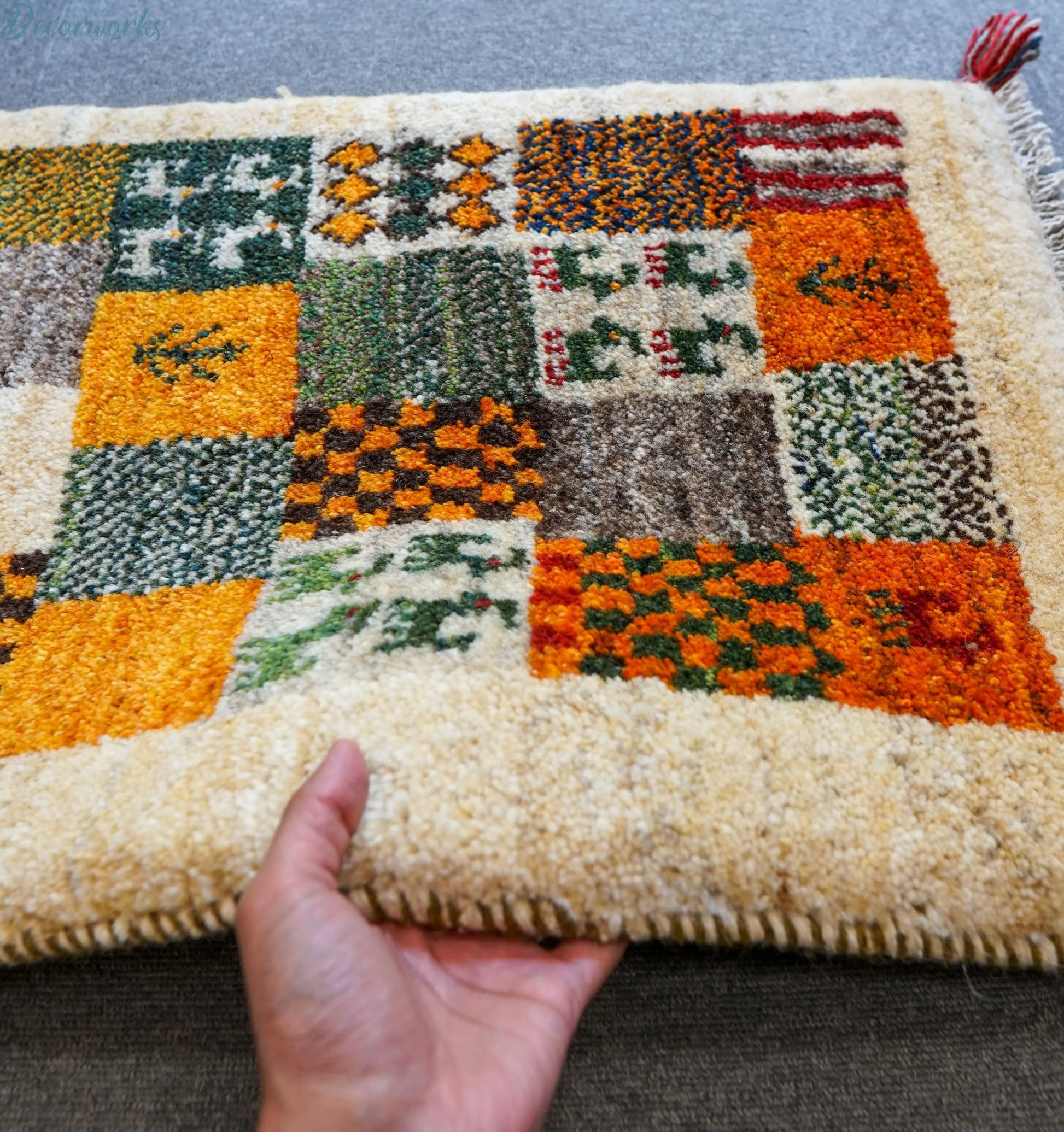 80×52cm ペルシャ絨毯 ギャッベ ギャベ 玄関マット Decorworks