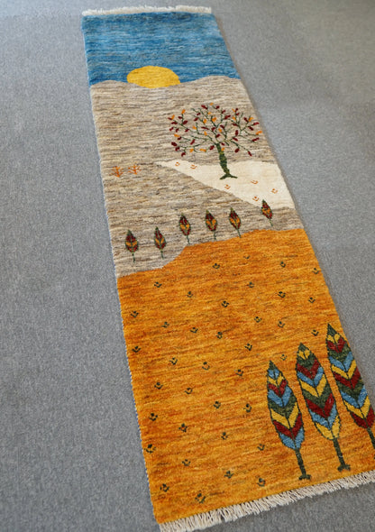 148×49cm【ペルシャ手織りカシュクリギャッベ] リズ バフト ギャッベ 手織り絨毯 Decorworks