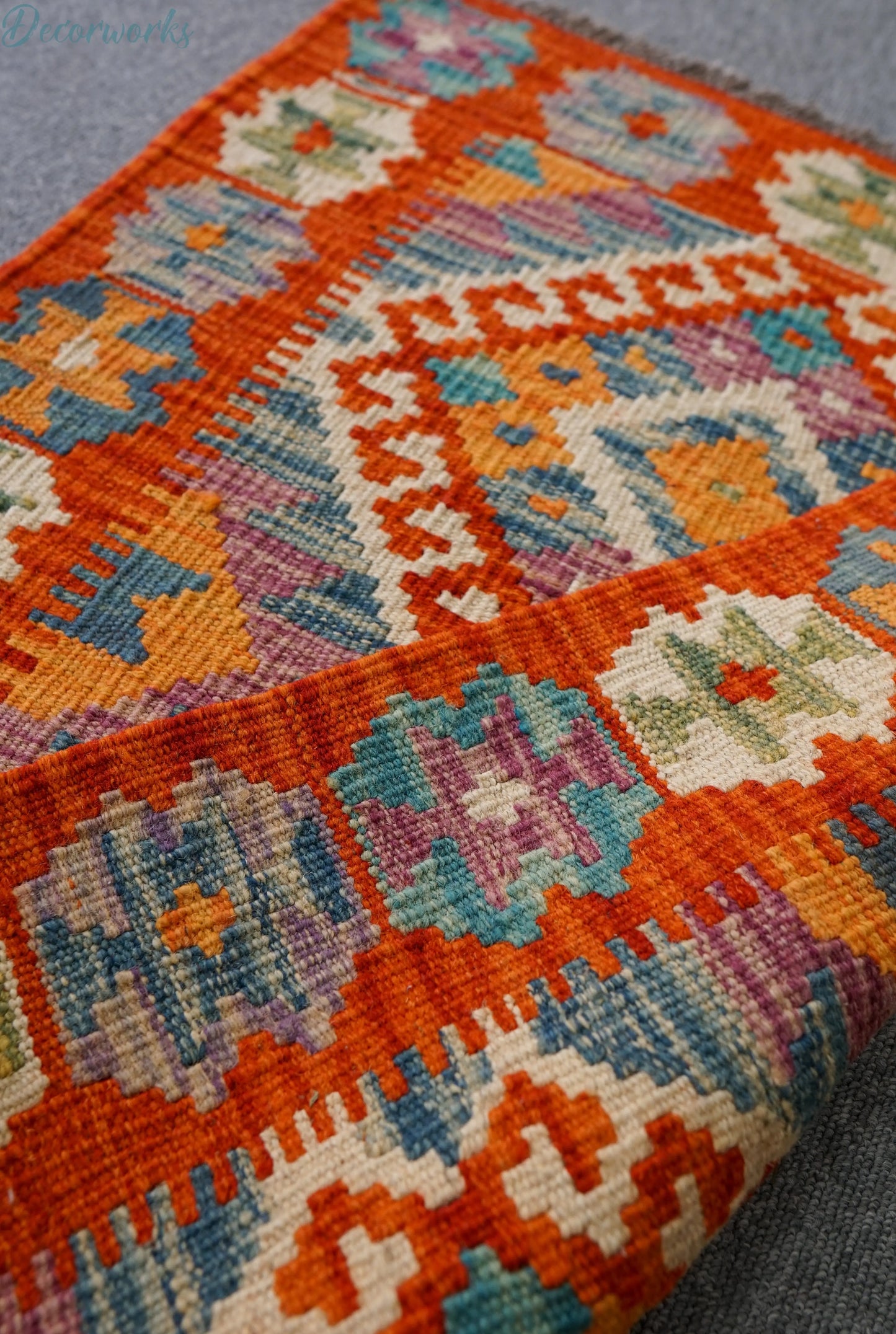 83×58cm アフガニスタン手織りキリム 手織り絨毯 Decorworks
