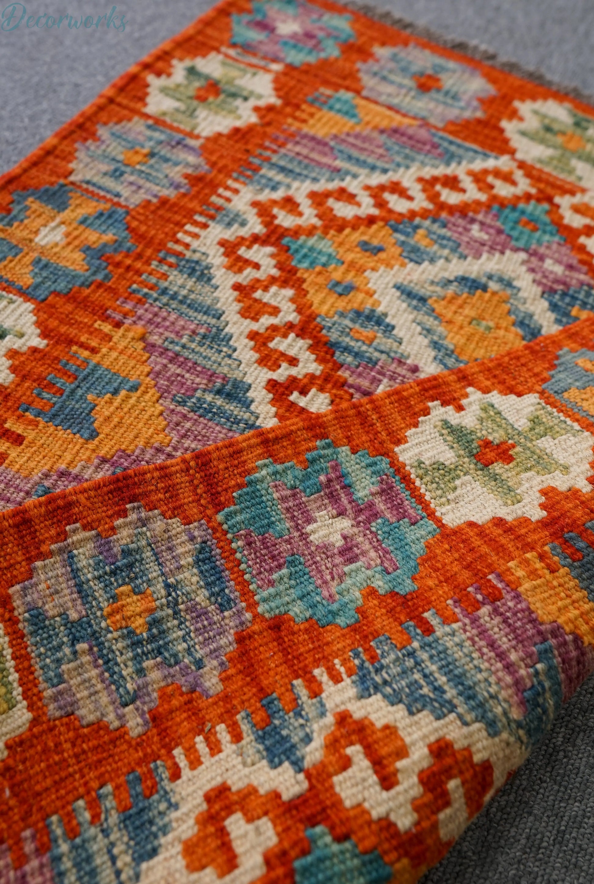 83×58cm アフガニスタン手織りキリム 手織り絨毯 Decorworks
