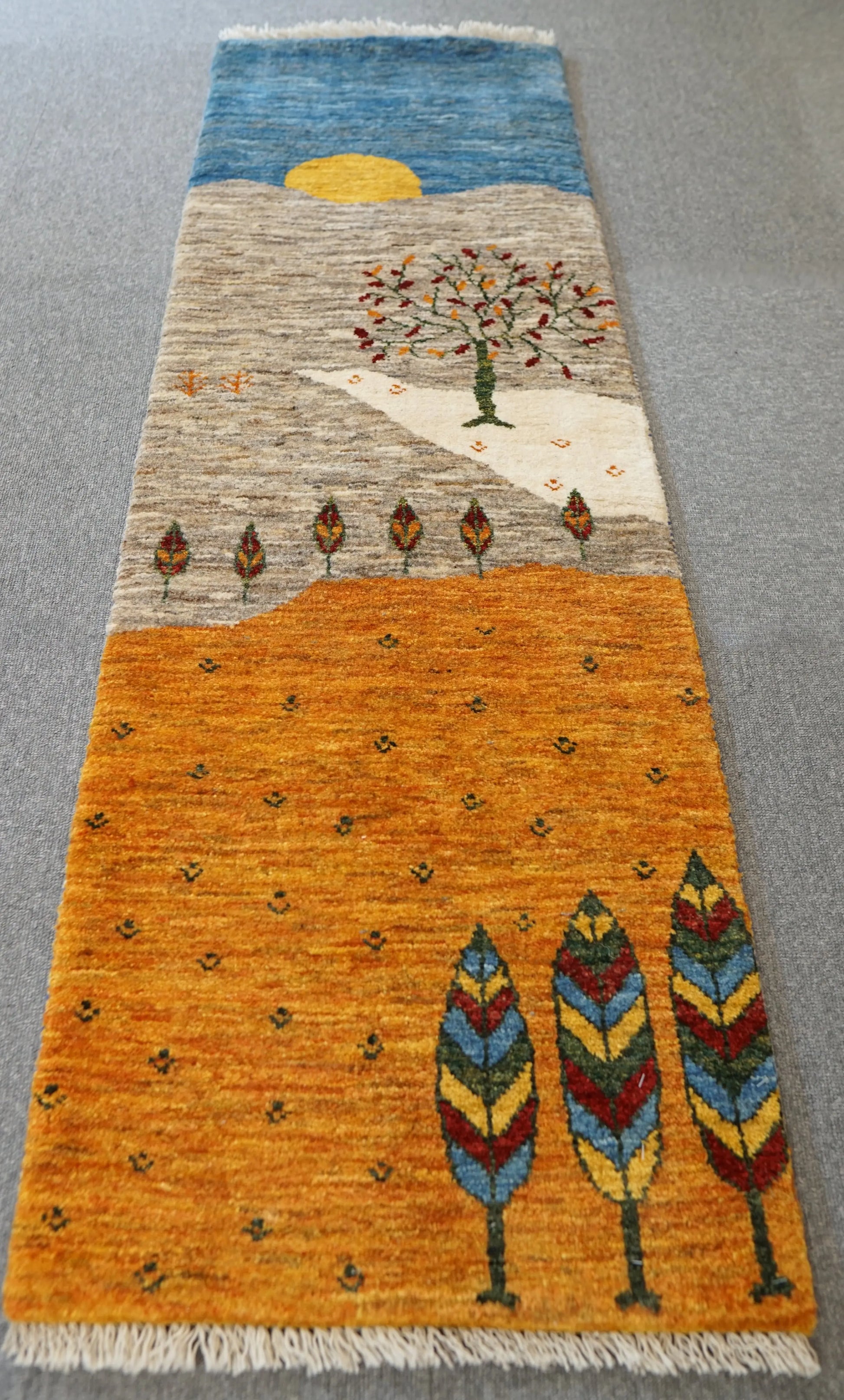 148×49cm【ペルシャ手織りカシュクリギャッベ] リズ バフト ギャッベ 手織り絨毯 Decorworks