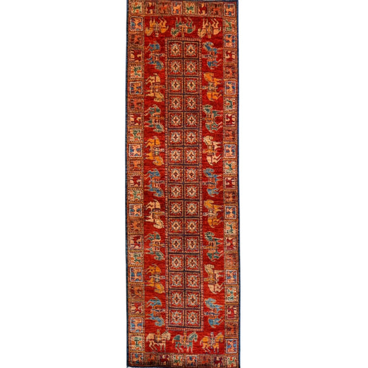 アフガニスタン ガズニーウール 手織り絨毯 248×83cｍ