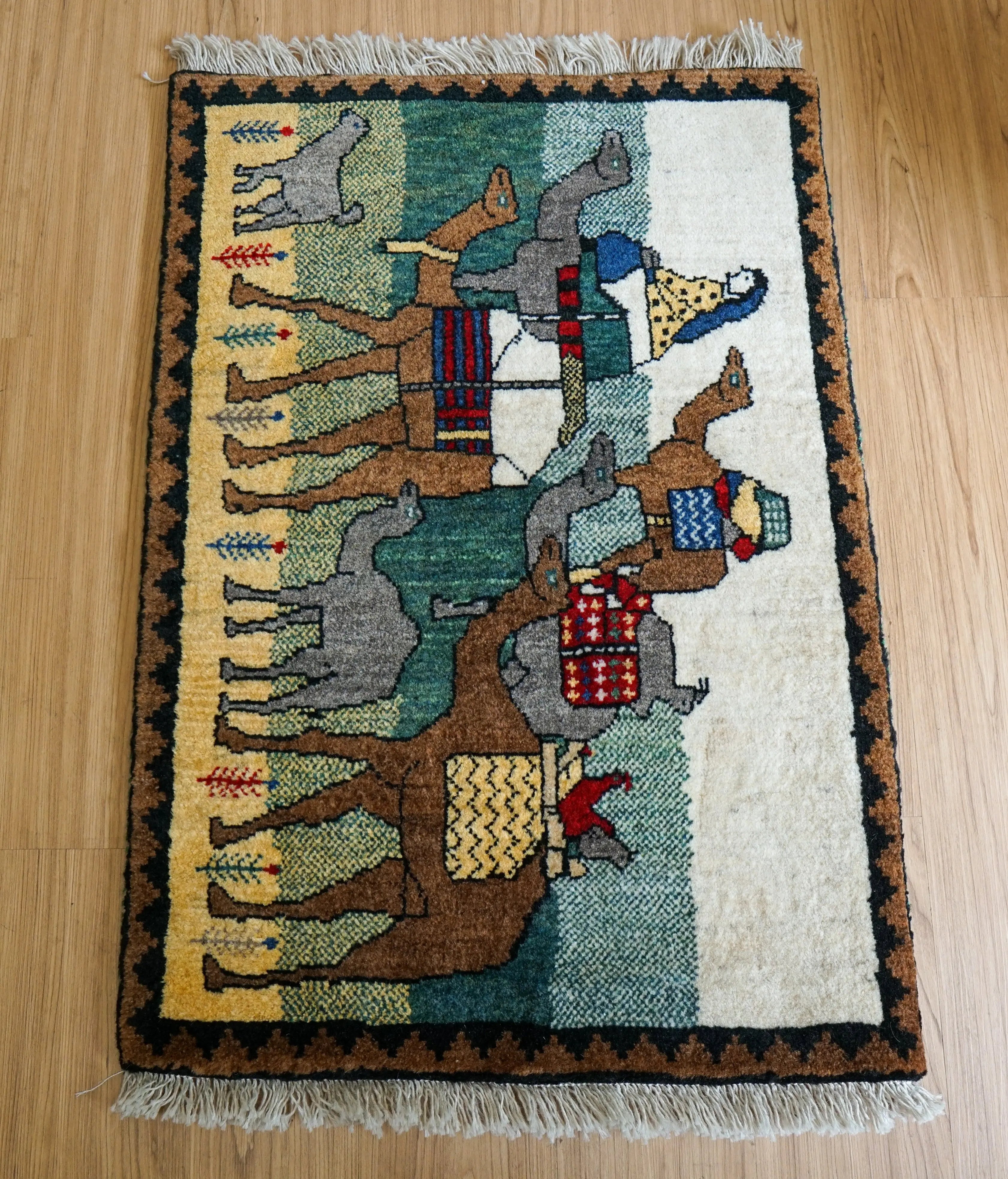 90×60cm 手織り ペルシャ 絨毯 ギャッベ カシュクリ ギャベ ギャッベ90×60cm ペルシャ手織り カシュクリ ギャッベ - Decorworks