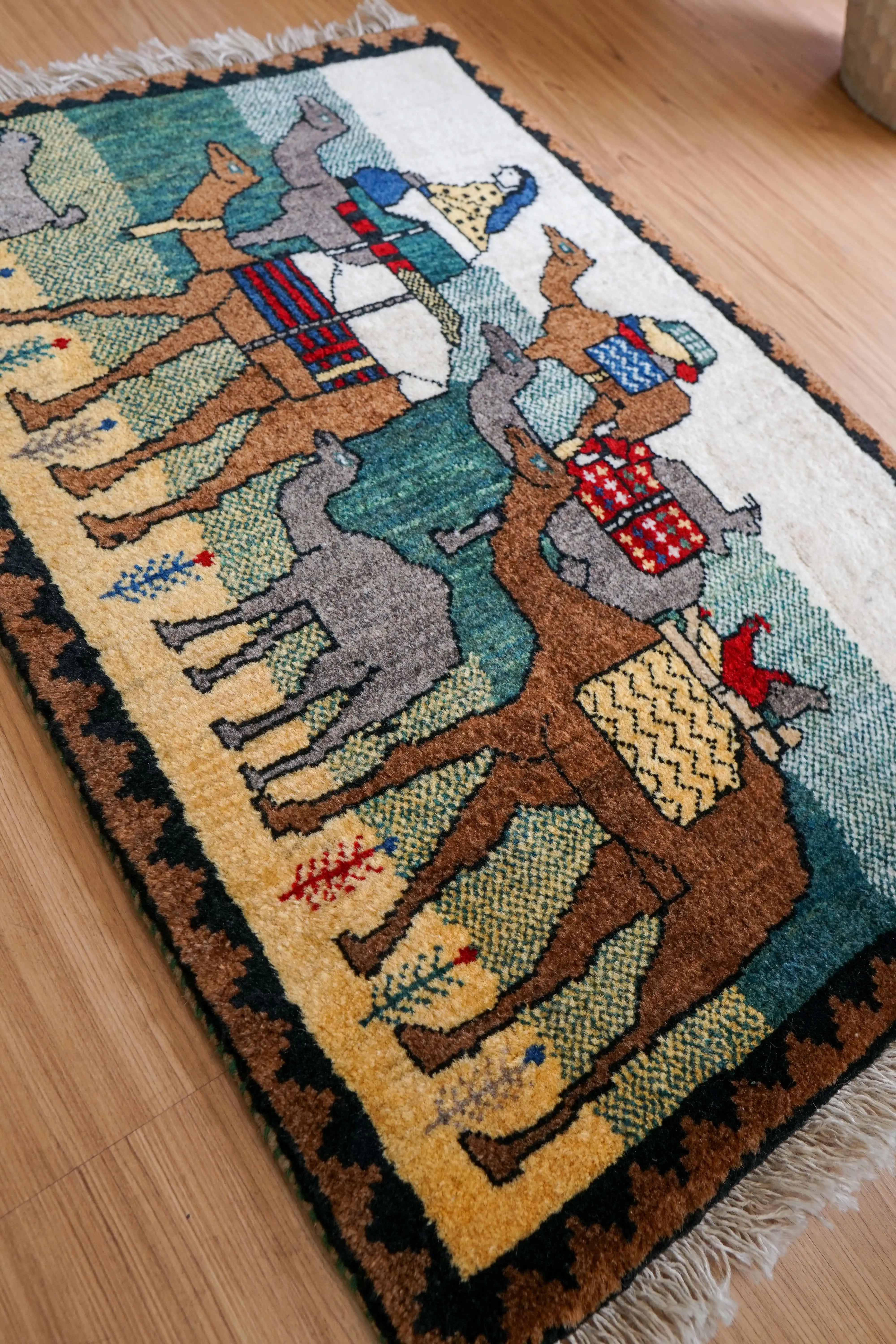 141×86cm ペルシャ手織り 絨毯 カシュクリ ギャッベ ギャッベ90×60cm ペルシャ手織り カシュクリ ギャッベ - Decorworks