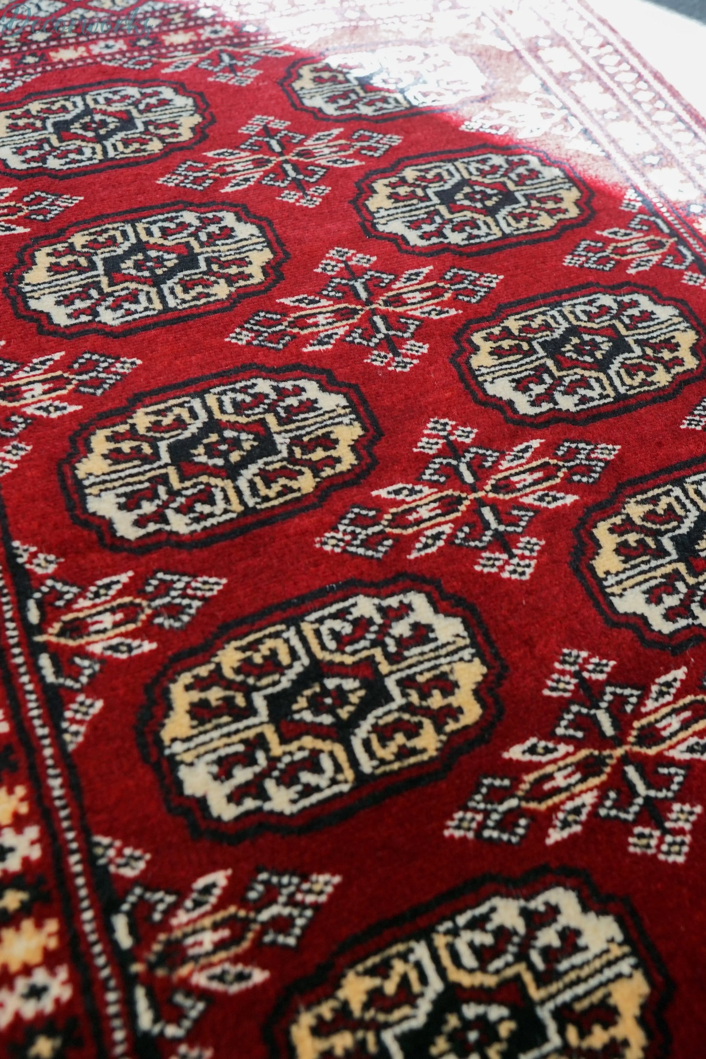 90×62cm トルクメン ボハララグ 手織り絨毯 パキスタン絨毯 Decorworks