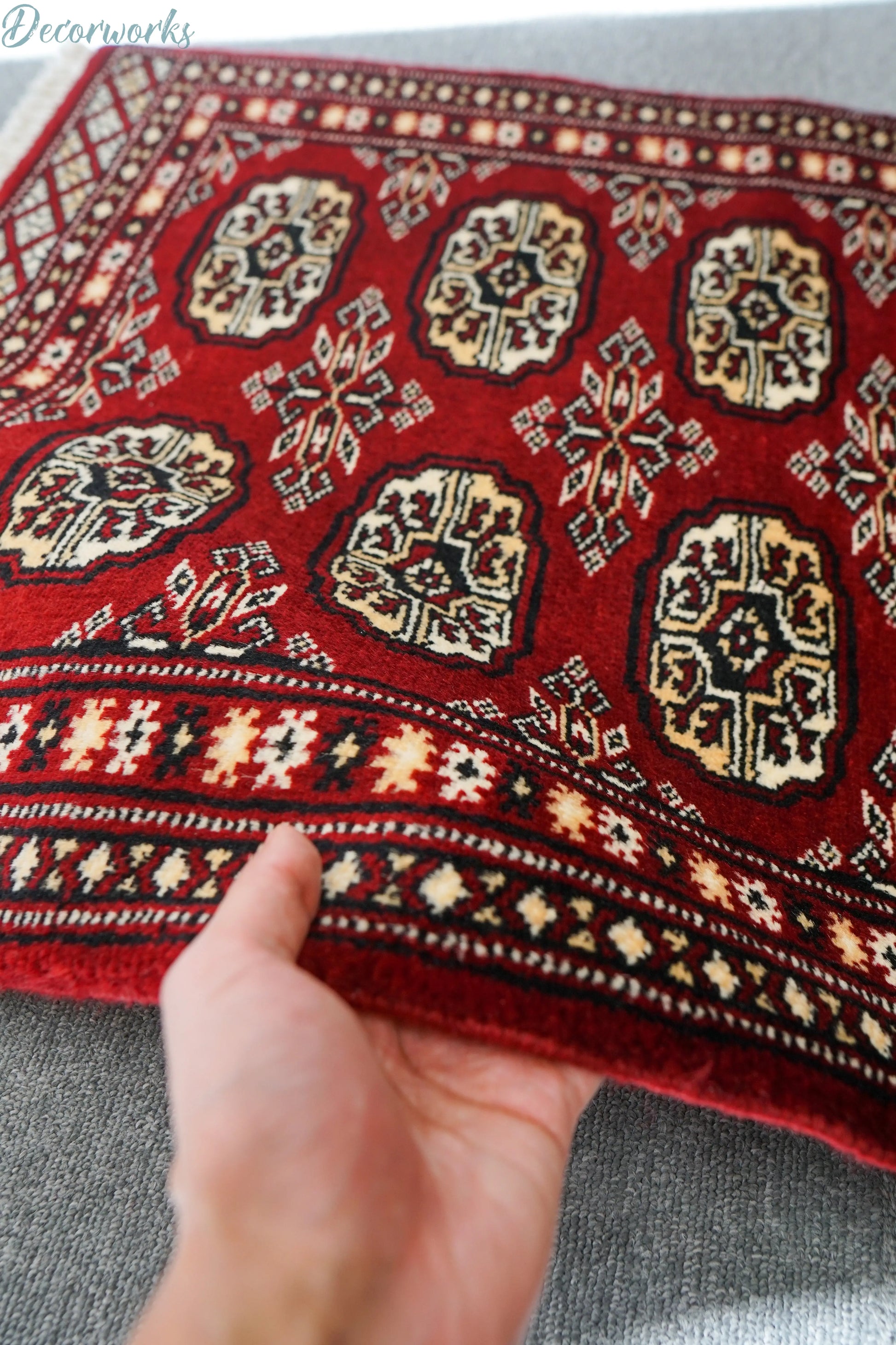 90×62cm トルクメン ボハララグ 手織り絨毯 パキスタン絨毯 Decorworks