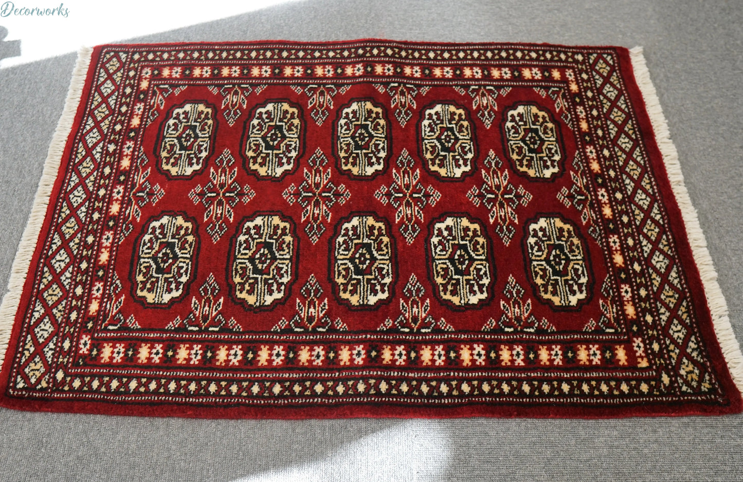 90×62cm トルクメン ボハララグ 手織り絨毯 パキスタン絨毯 Decorworks