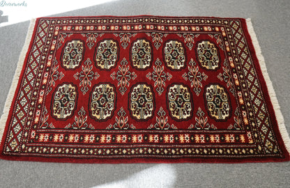 90×62cm トルクメン ボハララグ 手織り絨毯 パキスタン絨毯 Decorworks
