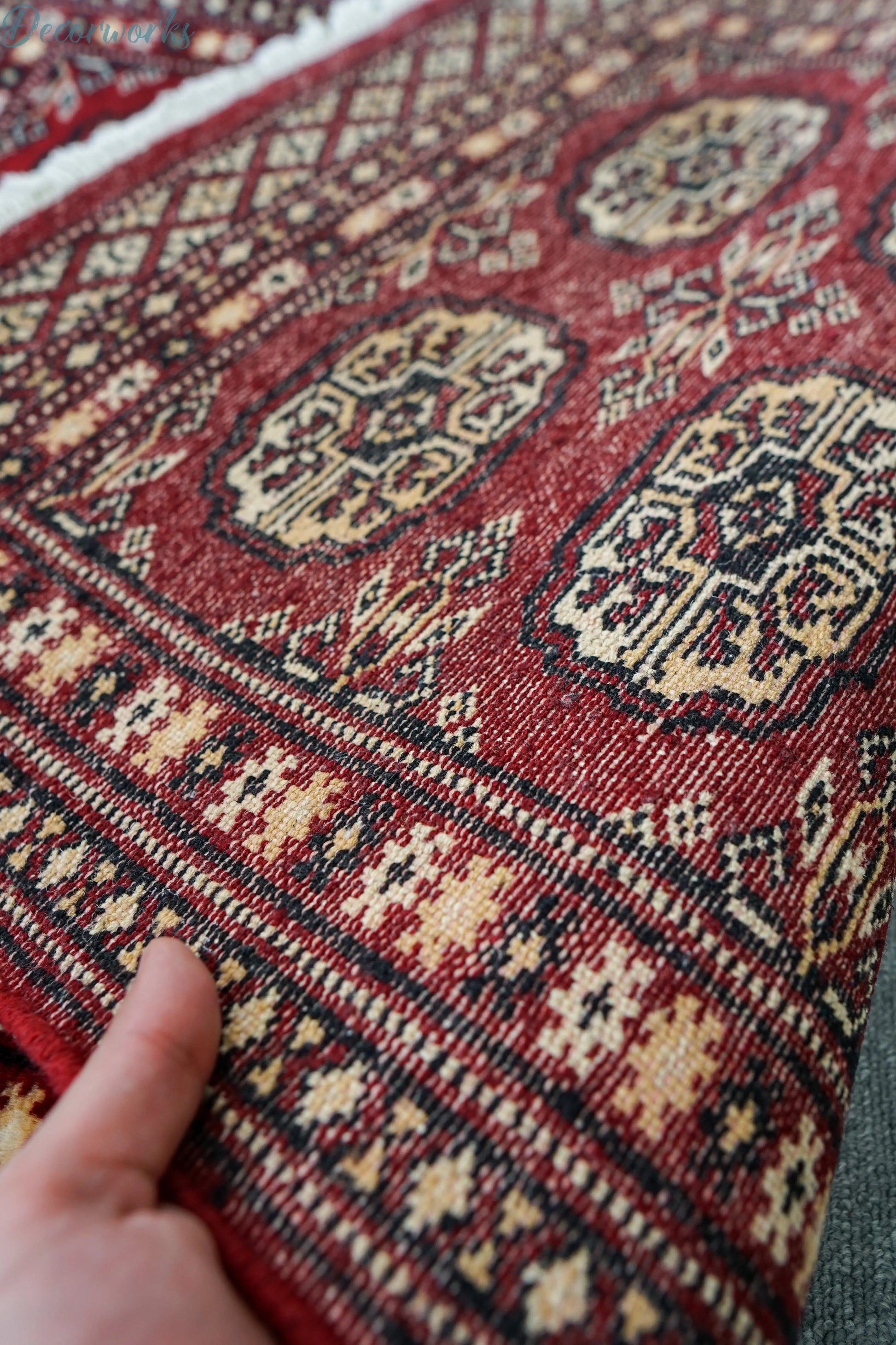 90×62cm トルクメン ボハララグ 手織り絨毯 パキスタン絨毯 Decorworks