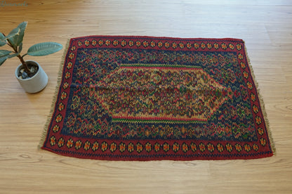 92×64cm  セネ（サナンダジ）ペルシャ 手織りキリム Decorworks