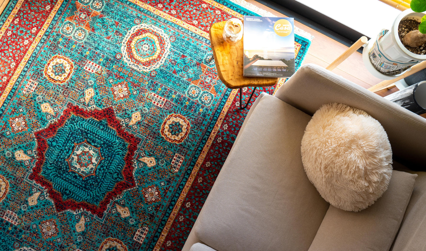  アフガニスタン手織り絨毯  ウールラグ 247×176cm ガズニーウール オリエンタルラグ fine quality