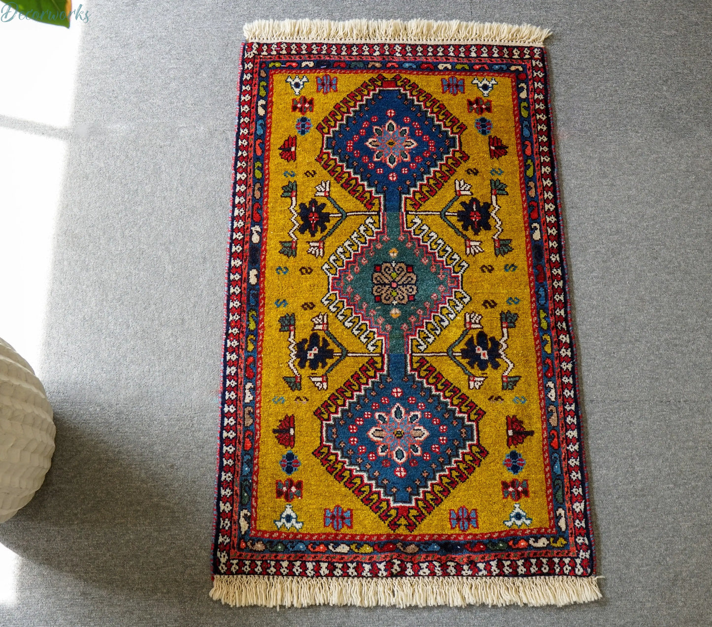 98×60cm ペルシャ絨毯 ヤラメ 手織り Decorworks