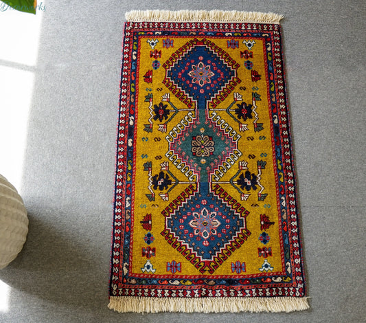 98×60cm ペルシャ絨毯 ヤラメ 手織り Decorworks