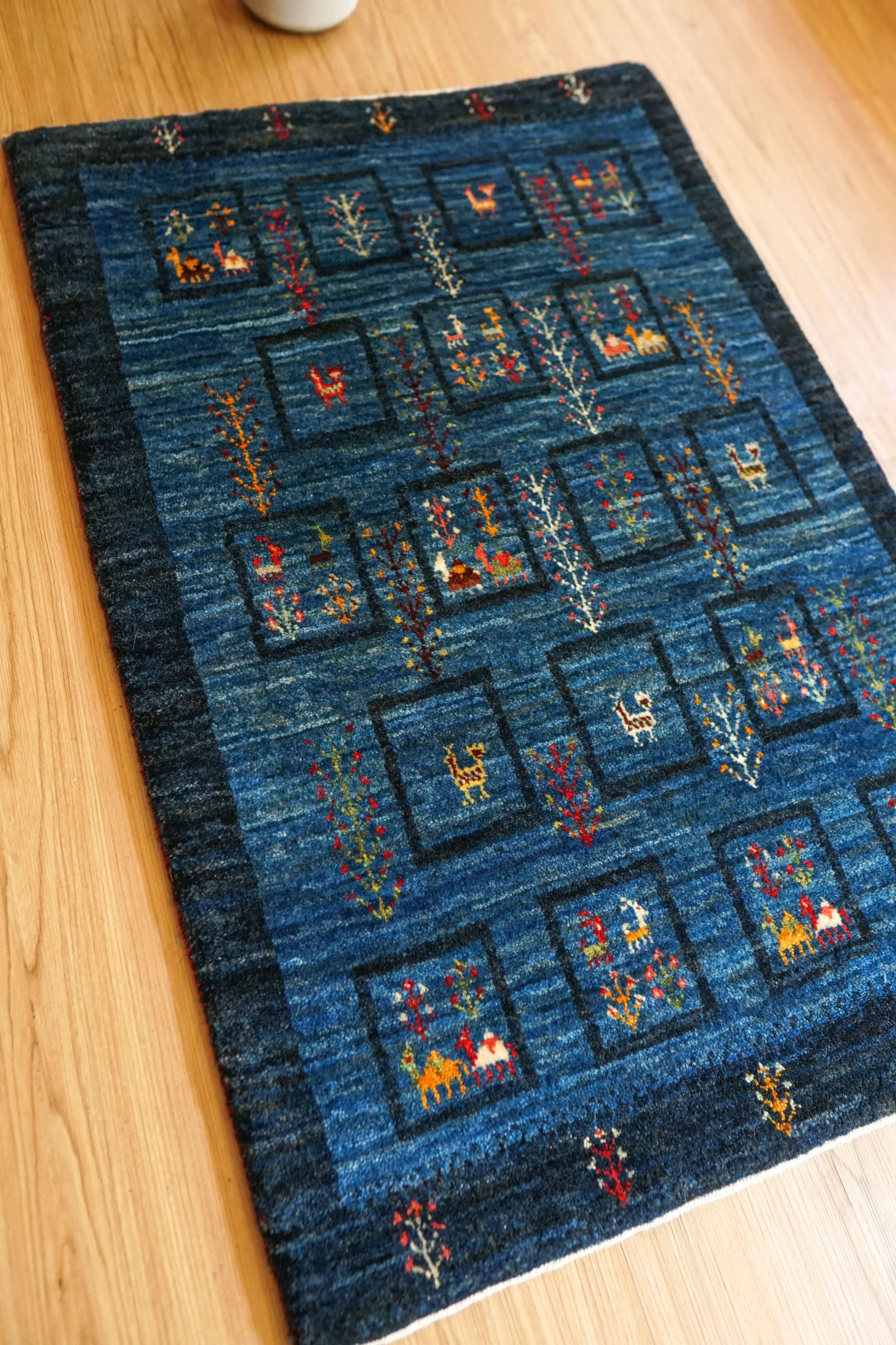 99×65cm 手織り ペルシャ 絨毯 カシュクリ　ギャッベ リズバフト　ギヤべ ギャッベ 99×65cm 手織りペルシャ カシュクリ ギャッベ リズバフトギヤ