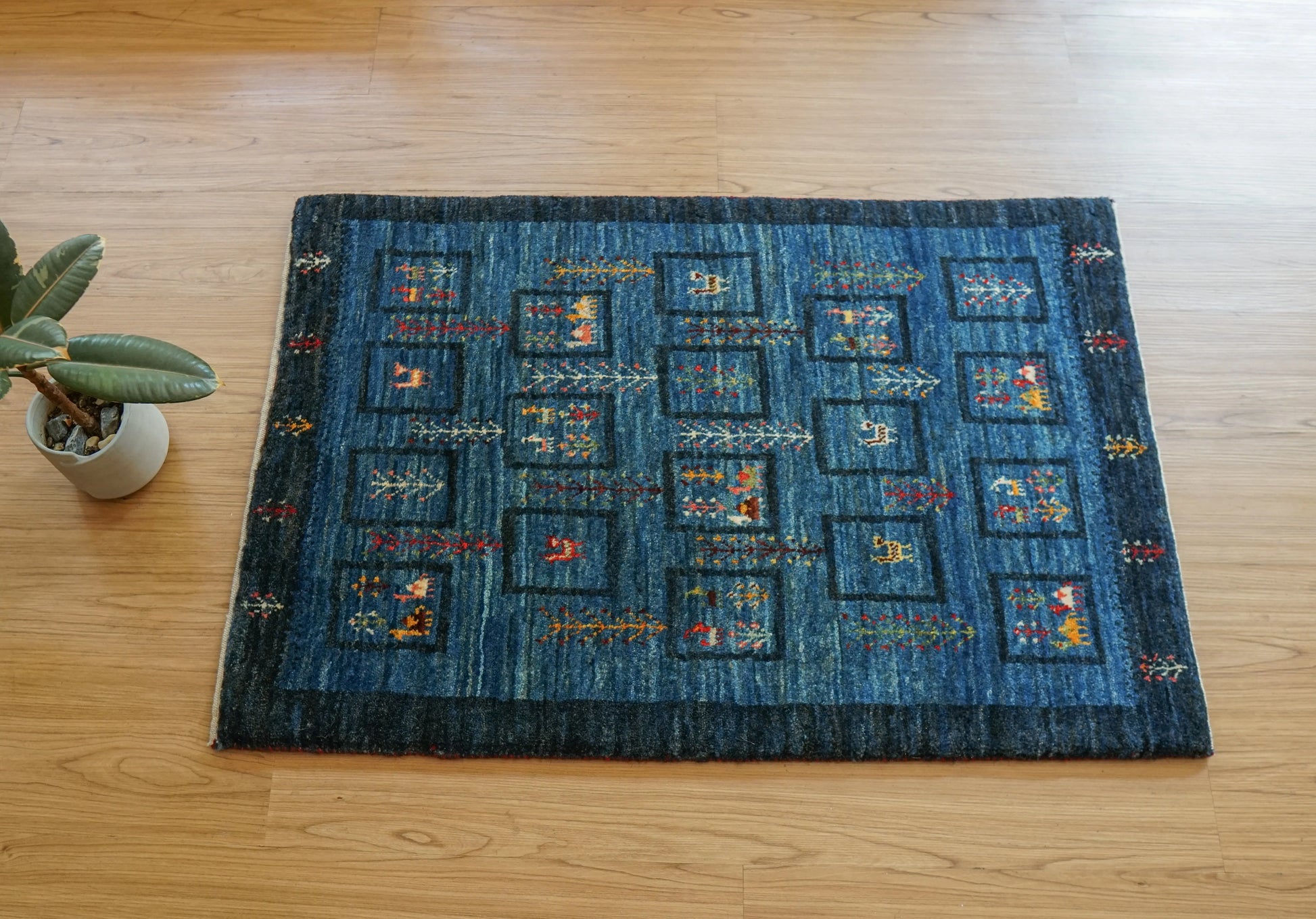 Collection 99×65cm 手織りペルシャ カシュクリ ギャッベ リズバフトギヤべ