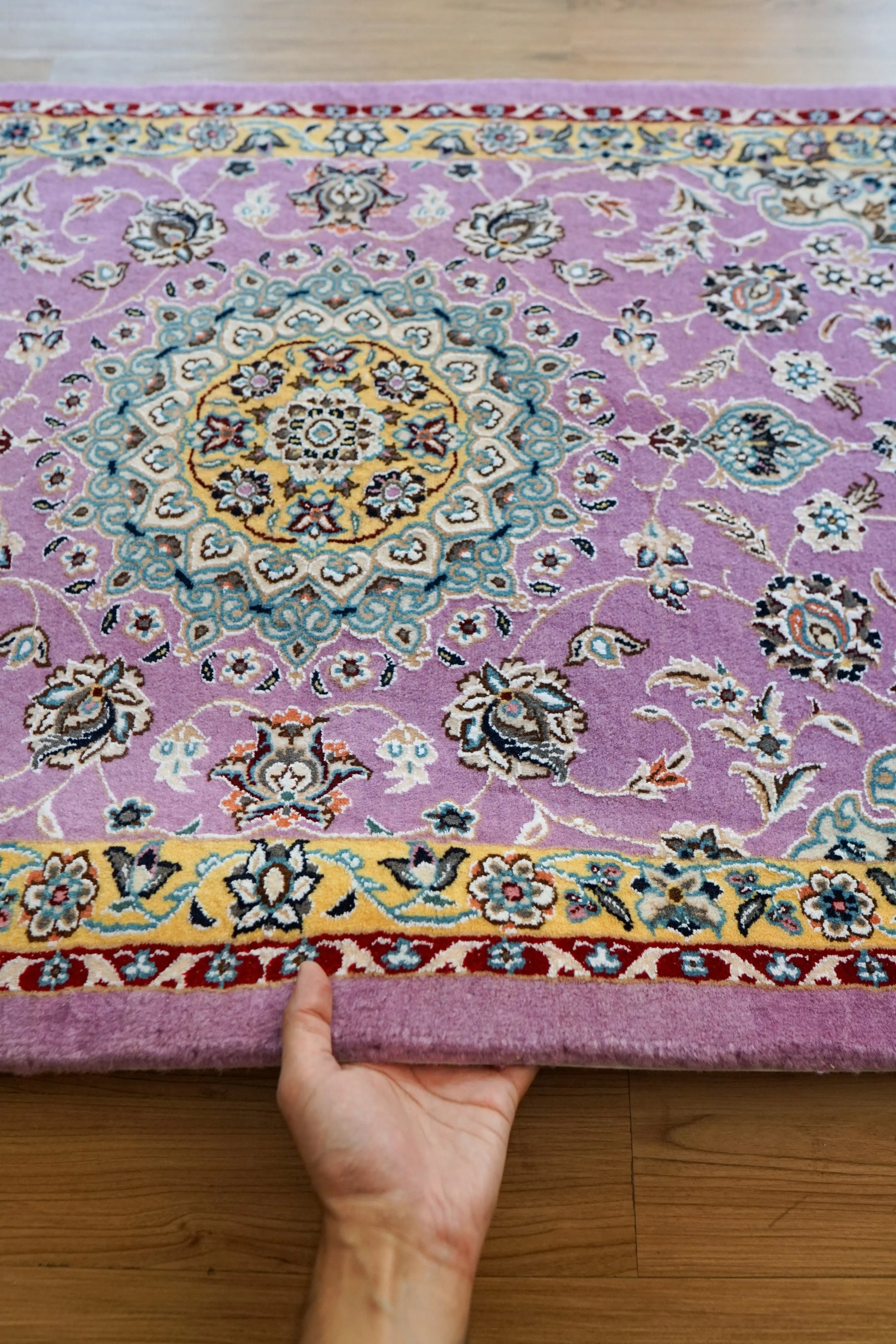 Collection ペルシャ絨毯 ナイン産 青 9la  120×79cm