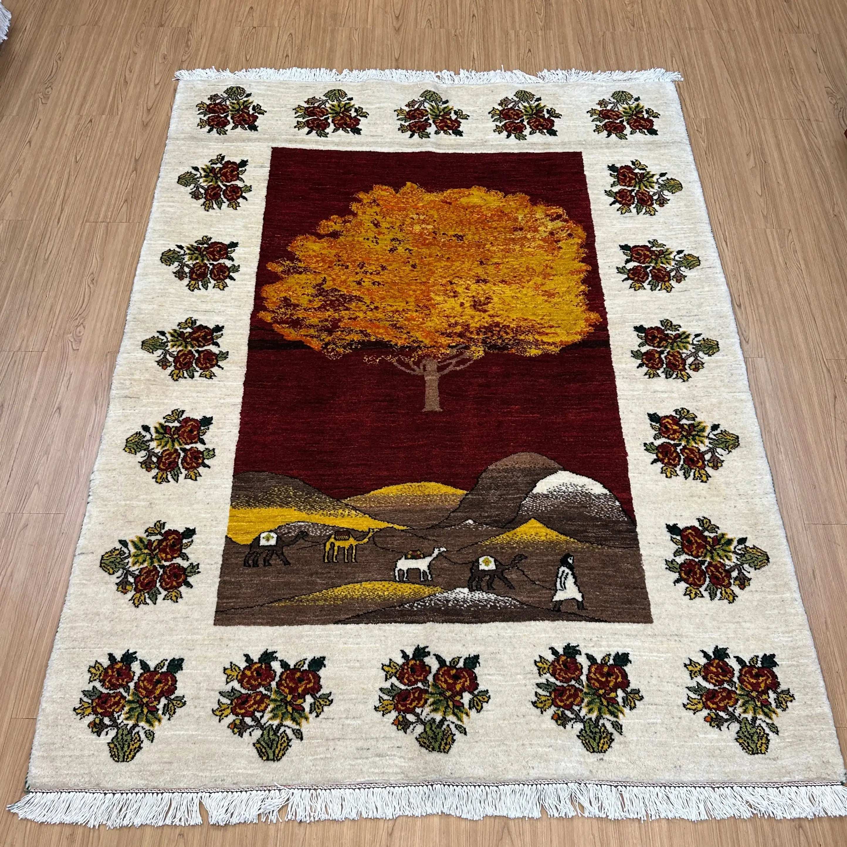 Persian Handwoven Kashkuli Gabbeh 211x158cm | Tree of Life and