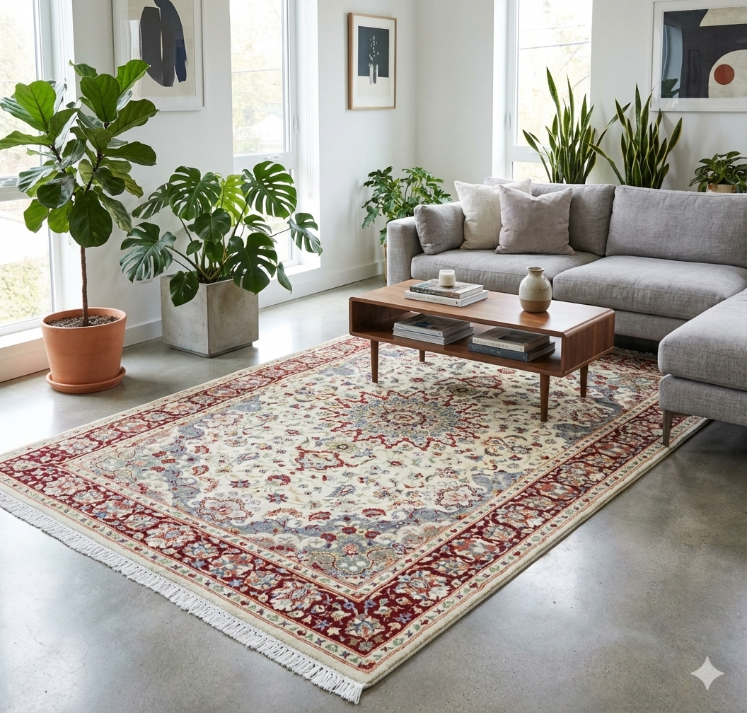  手織りペルシャ絨毯 オリエンタルラグ 228×144cm