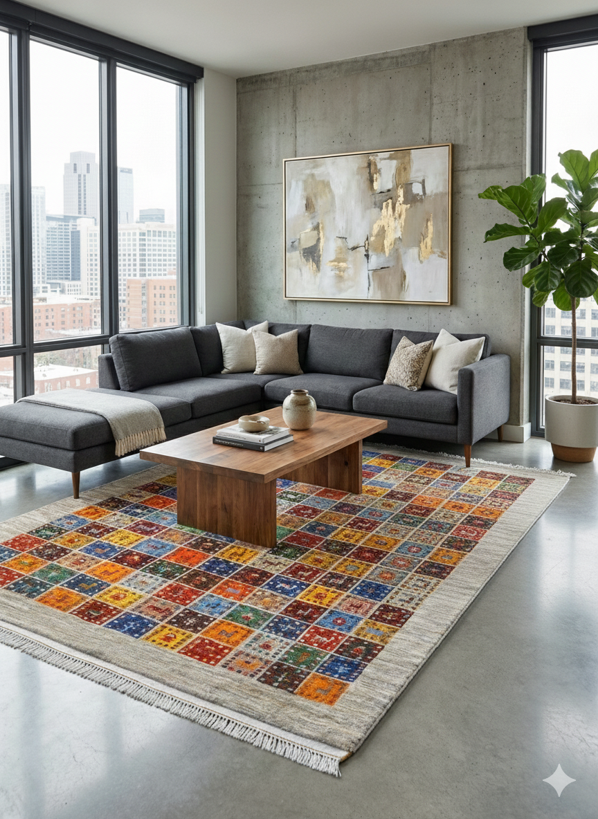  ペルシャ絨毯 手織りカシュクリギャッベ 188×118cm リズバフト