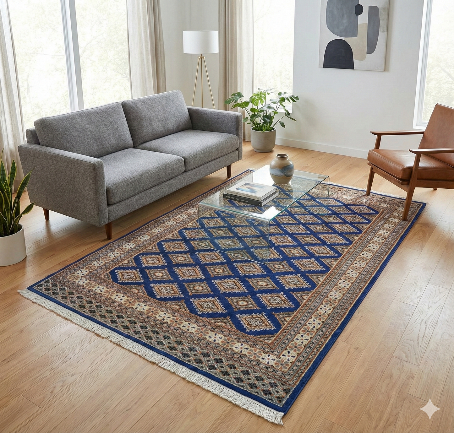  パキスタン手織り絨毯 185×126cm . トライバルラグ