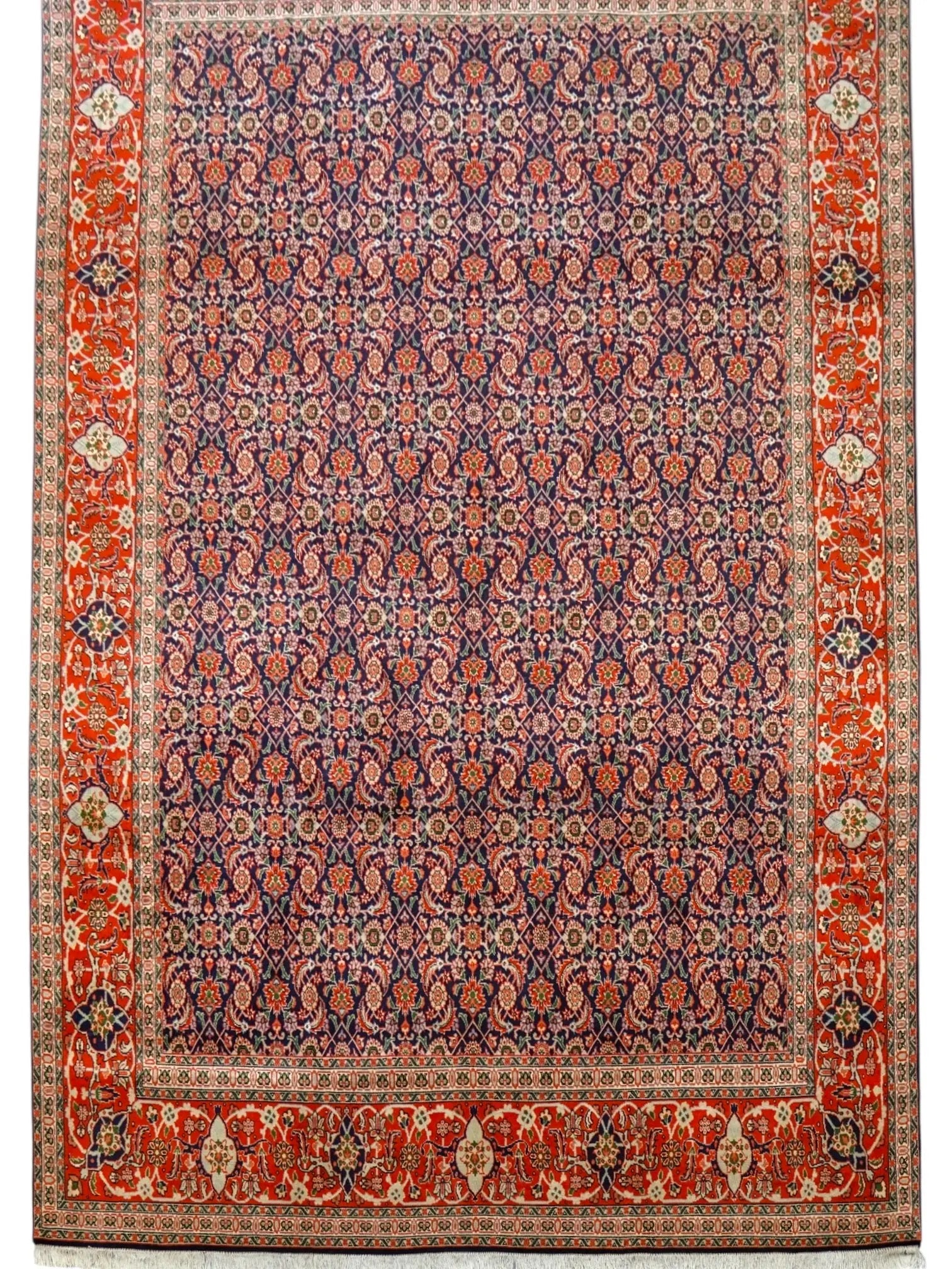 ペルシャ手織り絨毯タブリーズ産 高級シルク＆ウール使用 精緻な花柄と