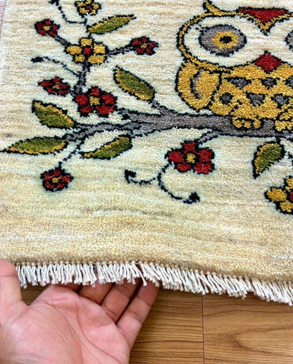  手織り ペルシャ絨毯 カシュクリ ギャッベリズバフト 60×40cm 玄関マット
