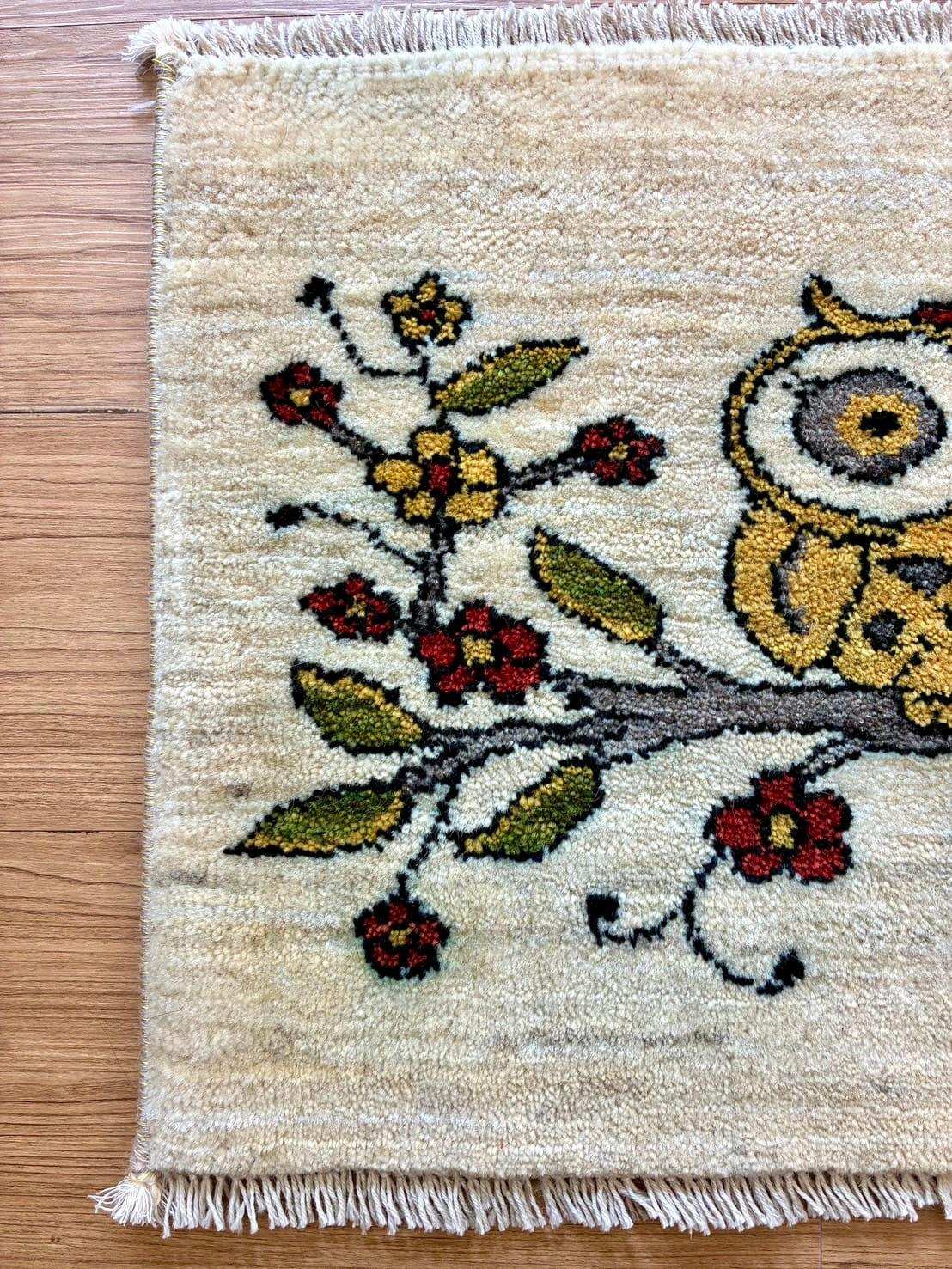  手織り ペルシャ絨毯 カシュクリ ギャッベリズバフト 60×40cm 玄関マット
