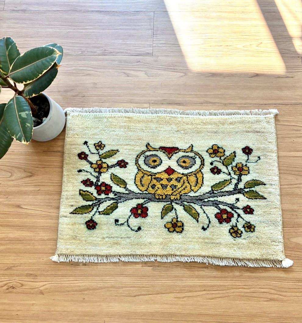 手織り ペルシャ絨毯 カシュクリ ギャッベリズバフト 60×40cm 玄関マット